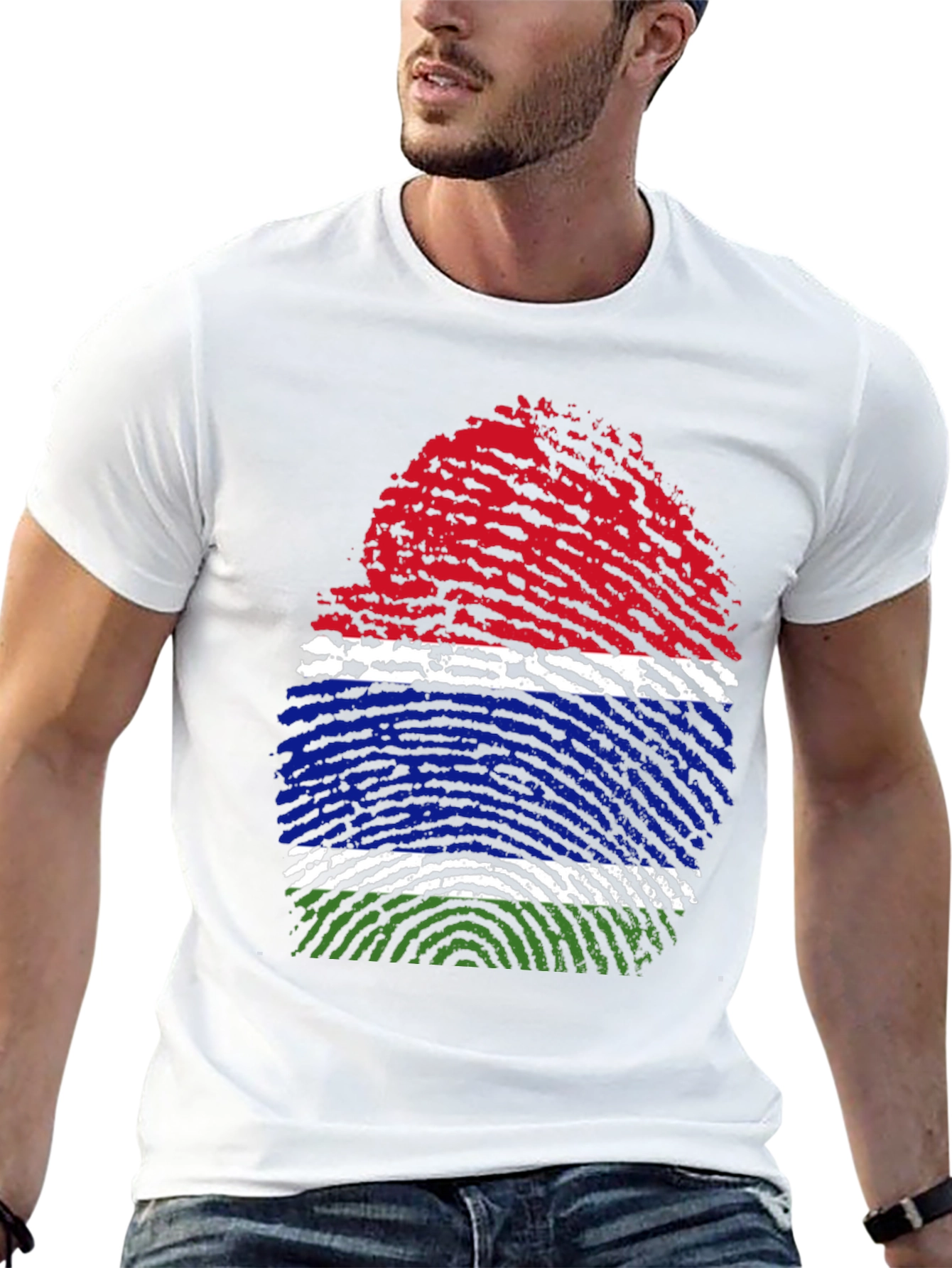 Gambia Flag Fingerprint T-Shirt