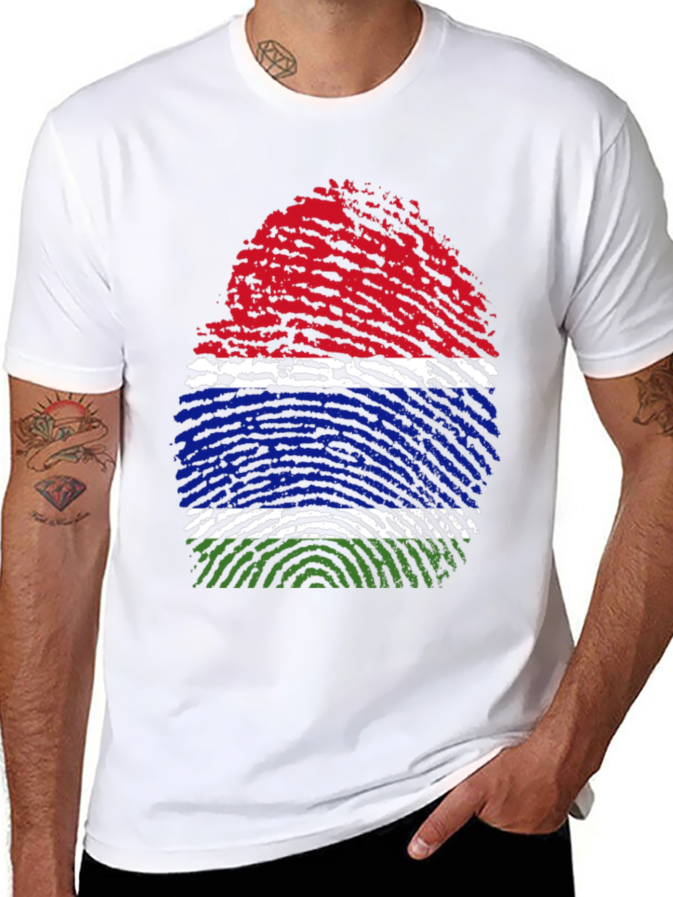 Gambia Flag Fingerprint T-Shirt