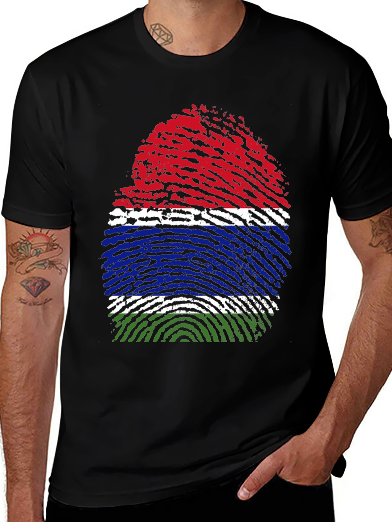 Gambia Flag Fingerprint T-Shirt