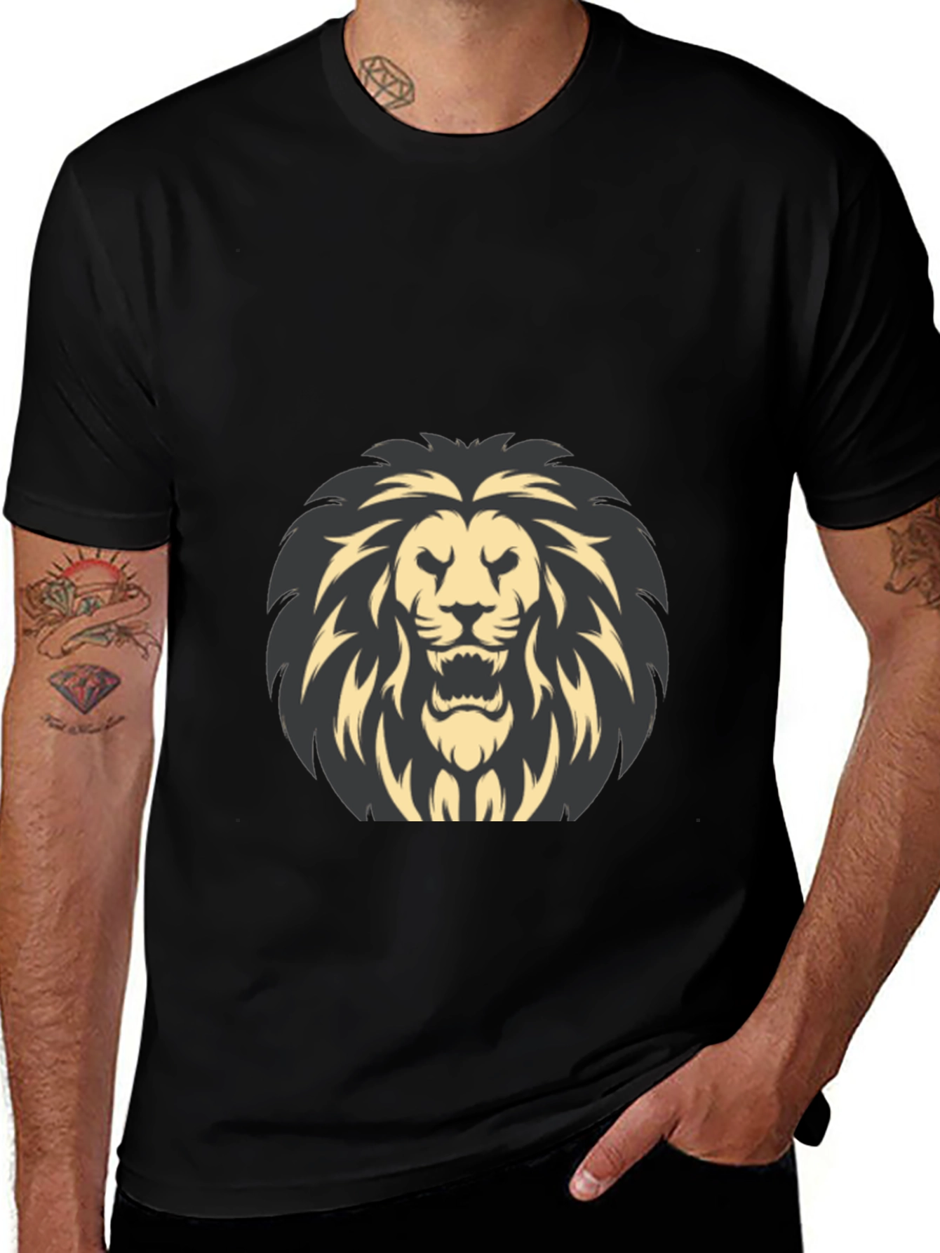 Lion Graphic Black T-Shirt - Bold Style