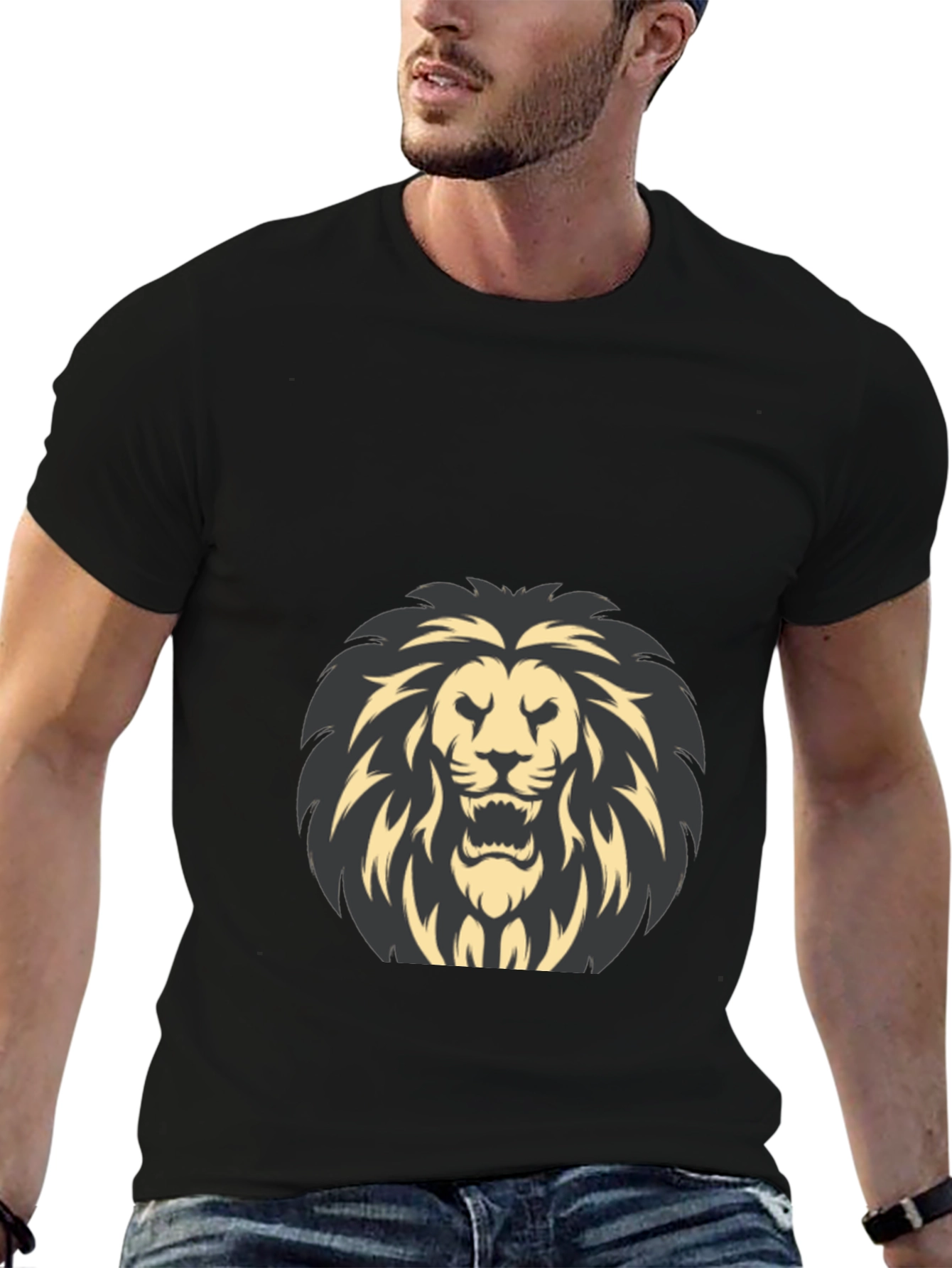 Lion Graphic Black T-Shirt - Bold Style