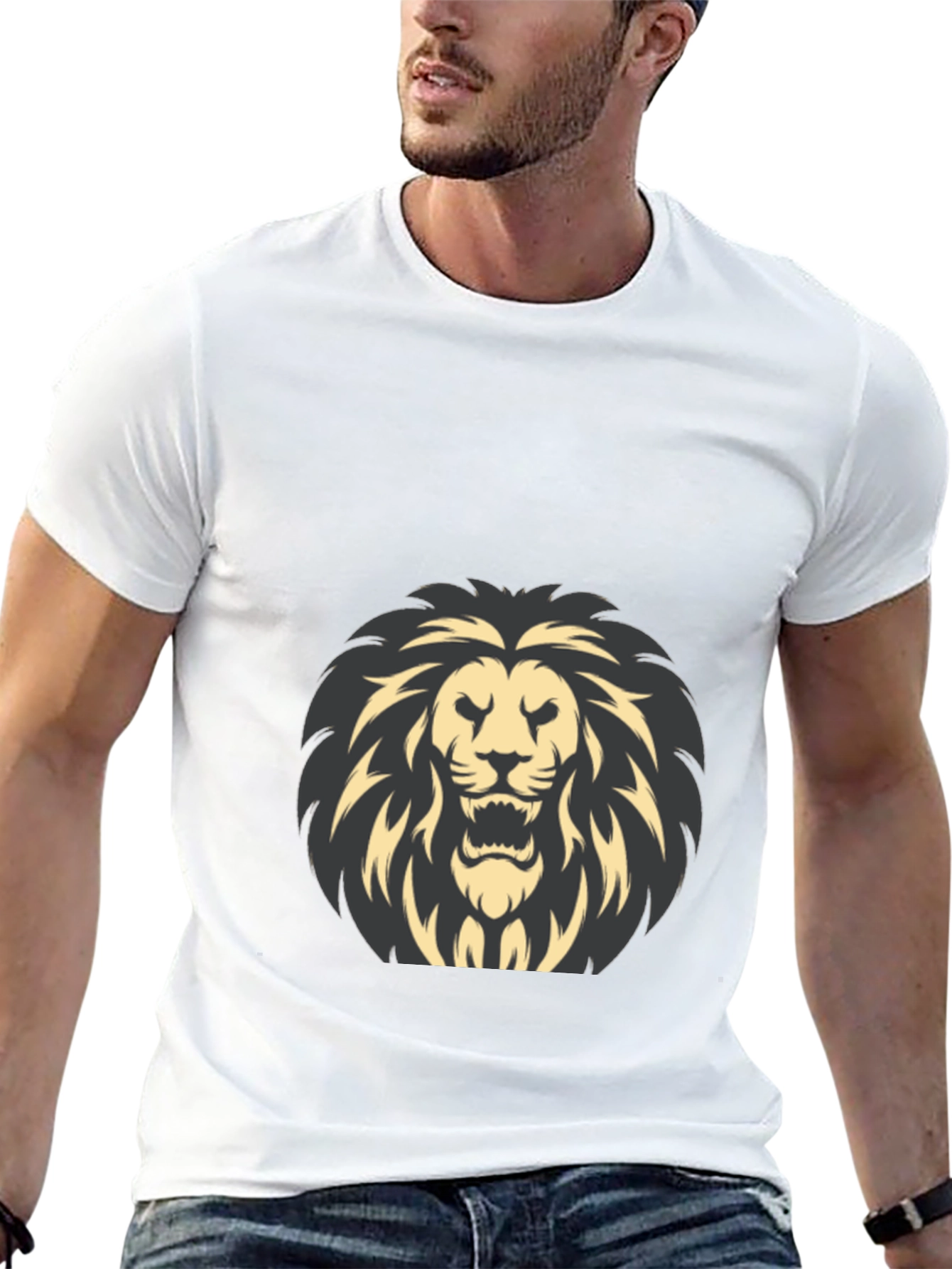 Lion Graphic Black T-Shirt - Bold Style
