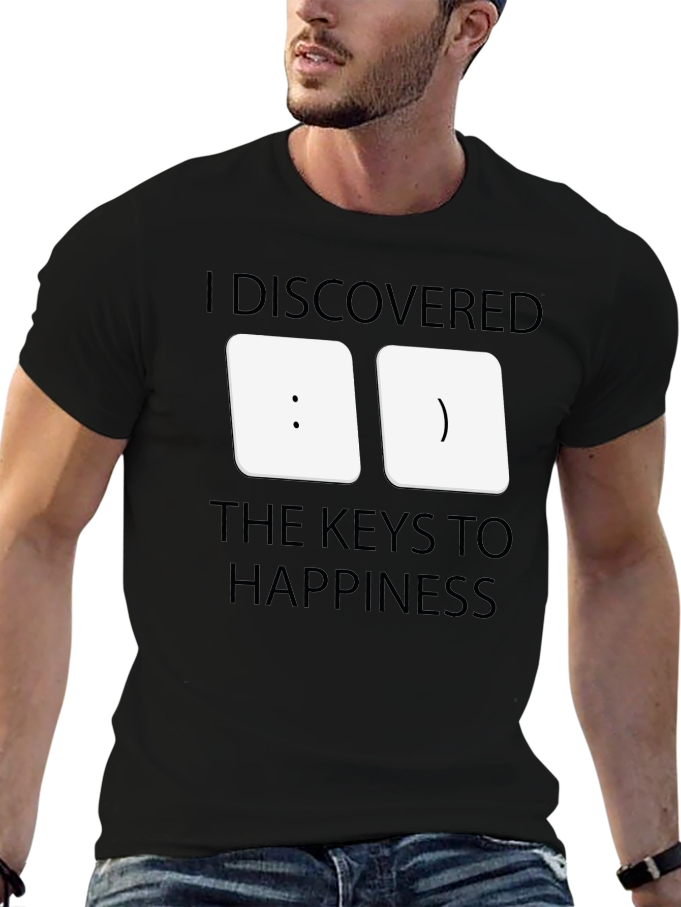 Happiness Keys T-Shirt - Black Graphic Tee