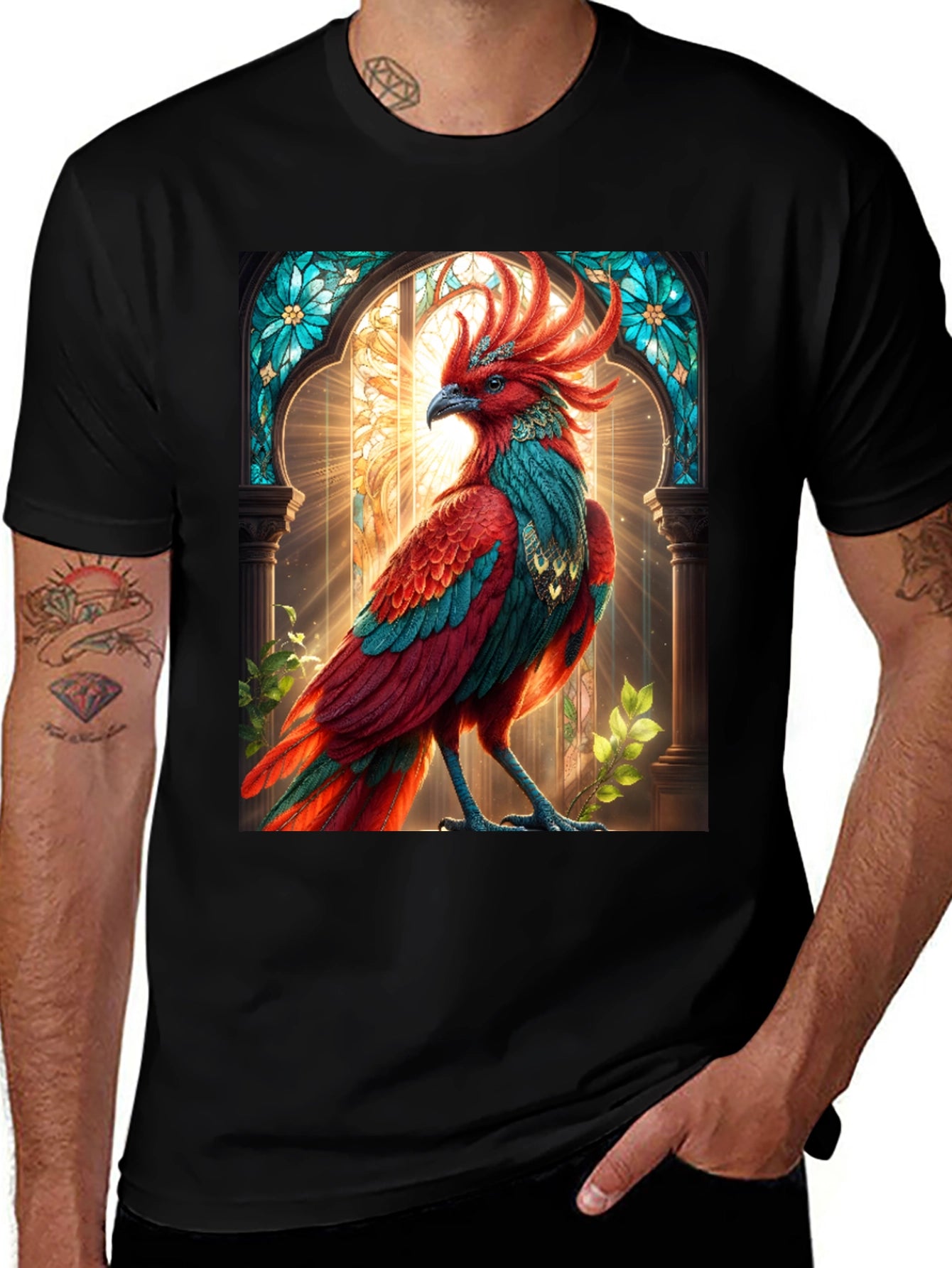 Phoenix Graphic Tee - Black Cotton Comfort
