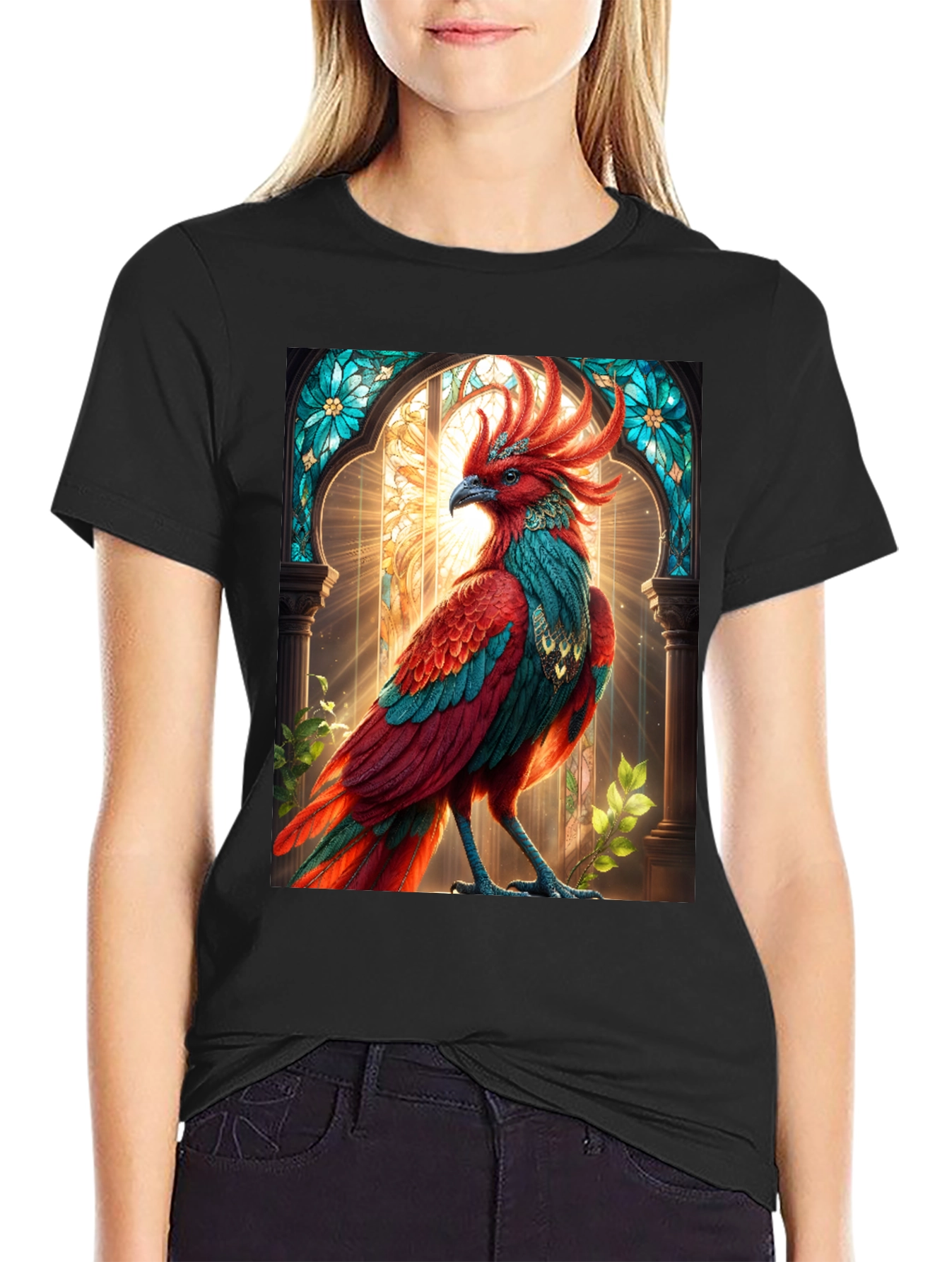 Phoenix Graphic Tee - Black Cotton Comfort
