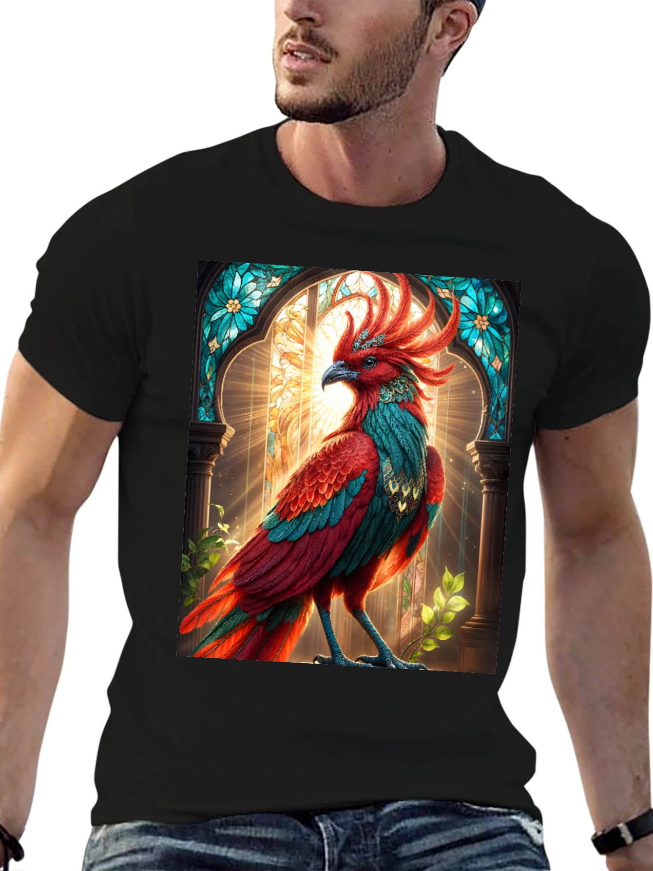 Phoenix Graphic Tee - Black Cotton Comfort