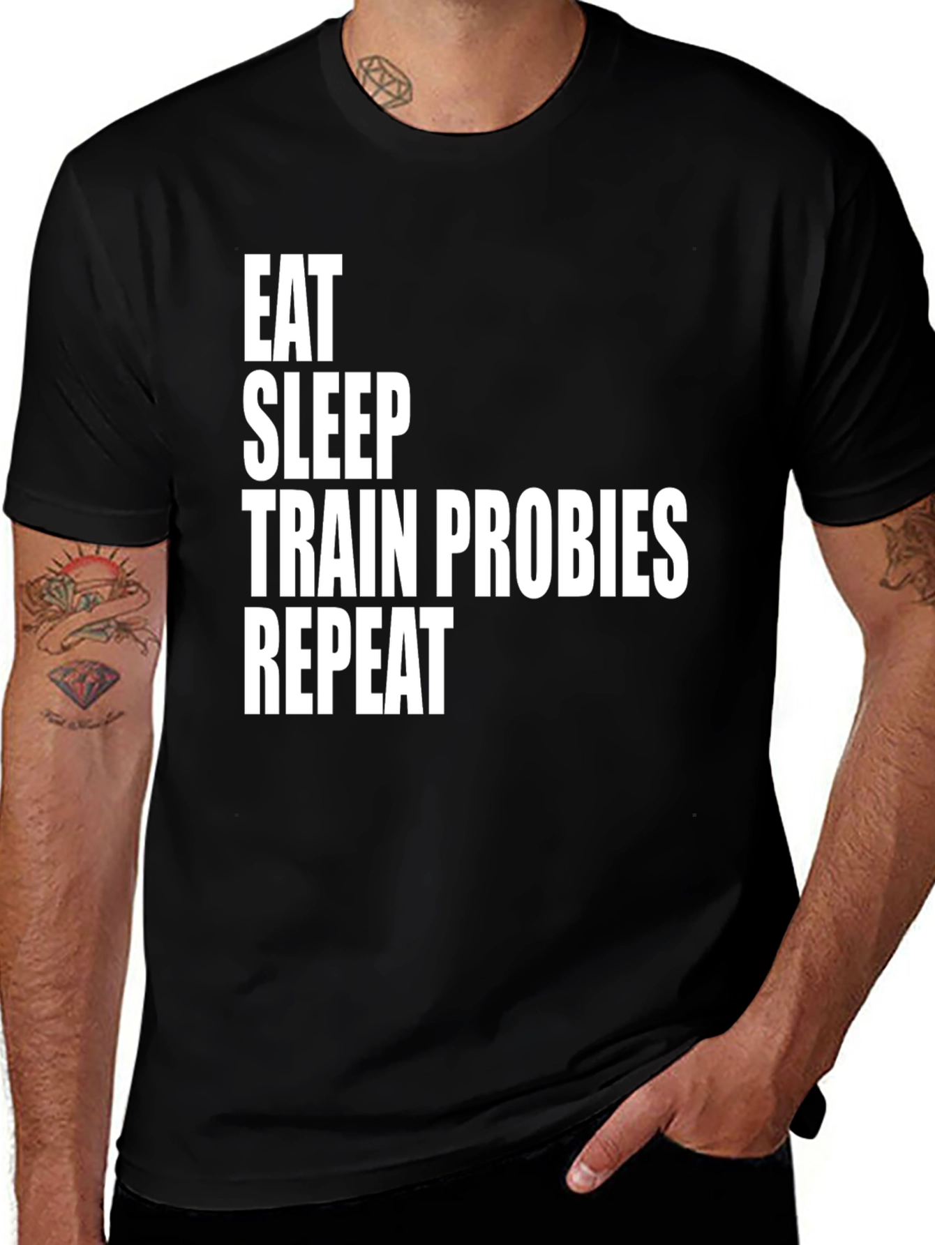 Eat Sleep Train Probies Repeat Graphic Tee