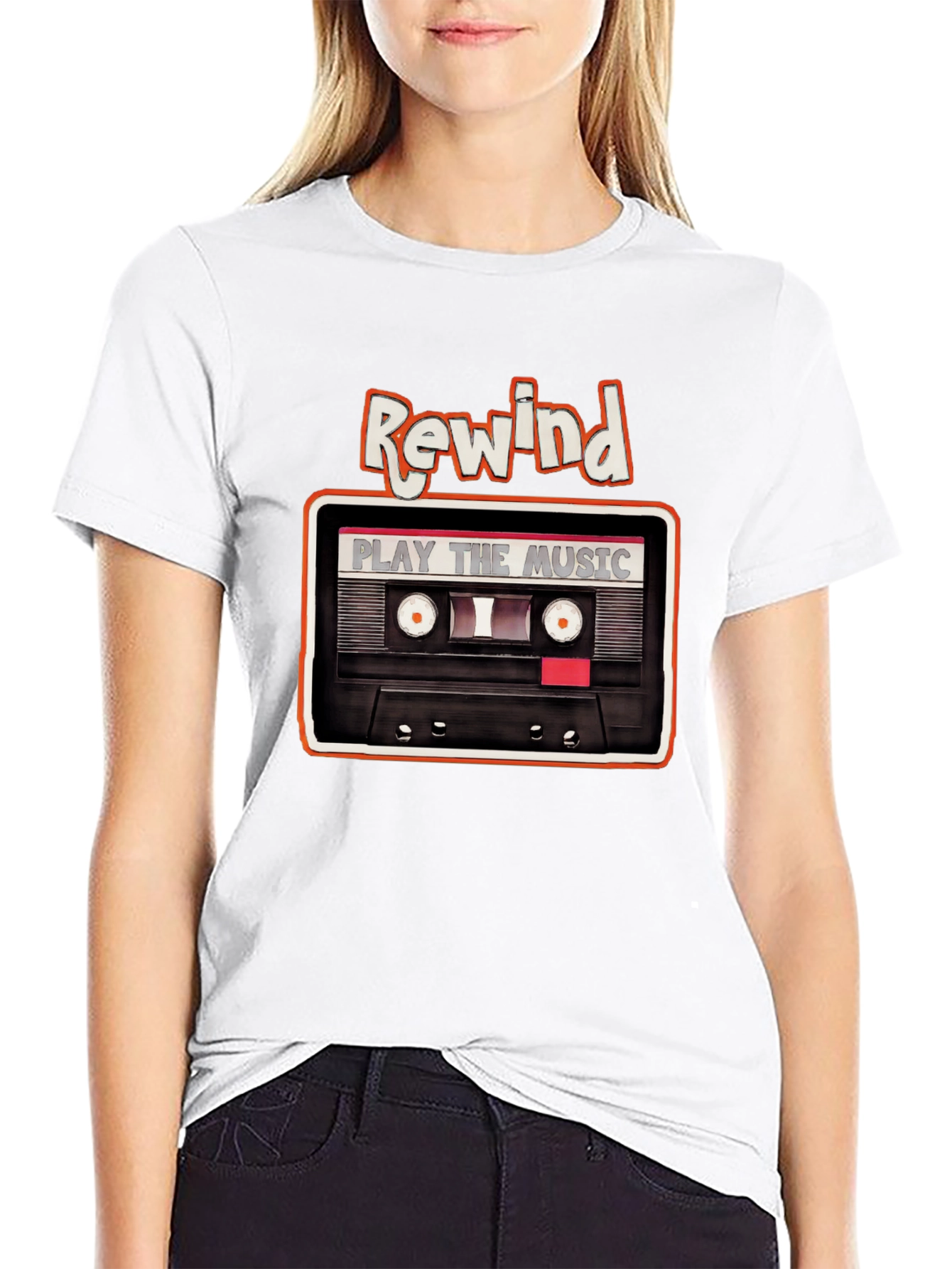 Rewind Cassette Tape Music Lover Graphic Tee