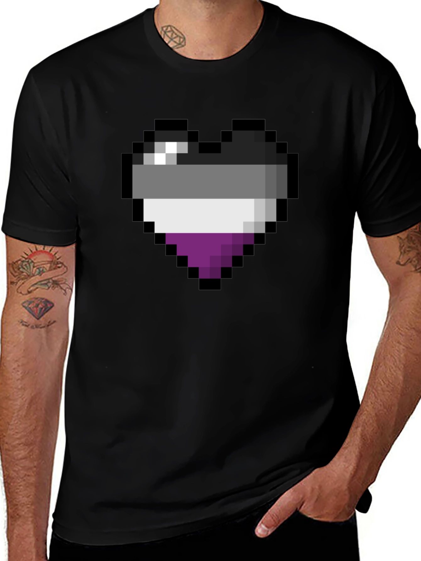 Asexual Pride Pixel Heart T-Shirt