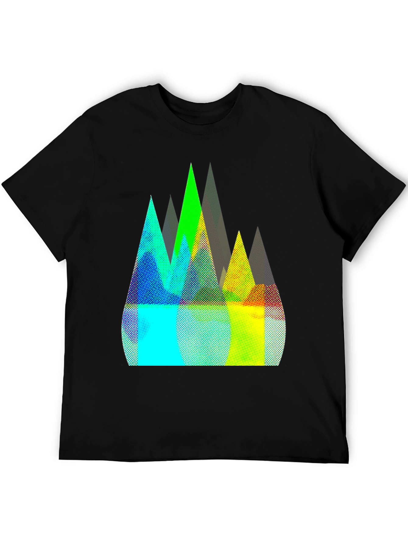 Abstract Mountain Peaks Graphic Tee - Black
