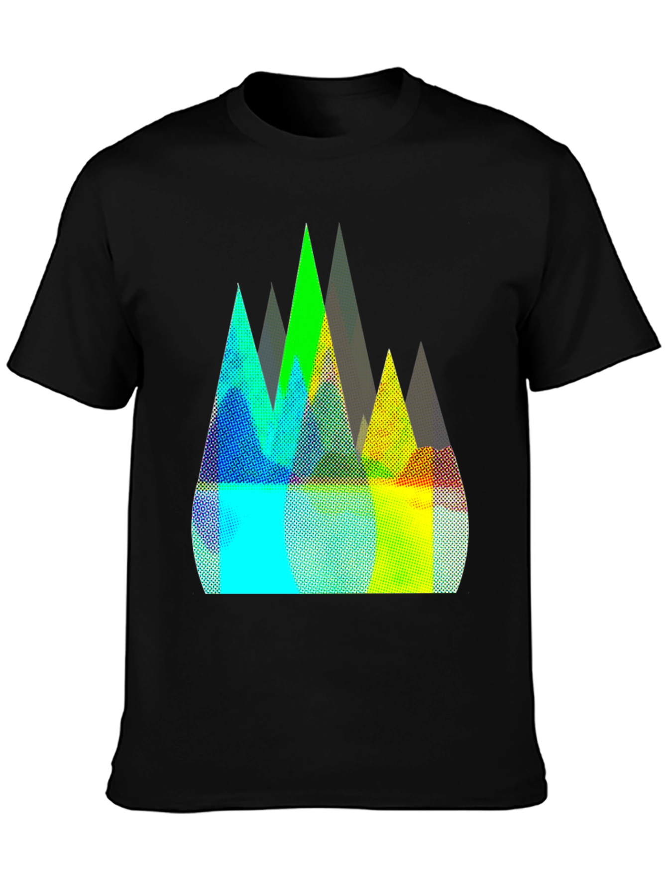 Abstract Mountain Peaks Graphic Tee - Black