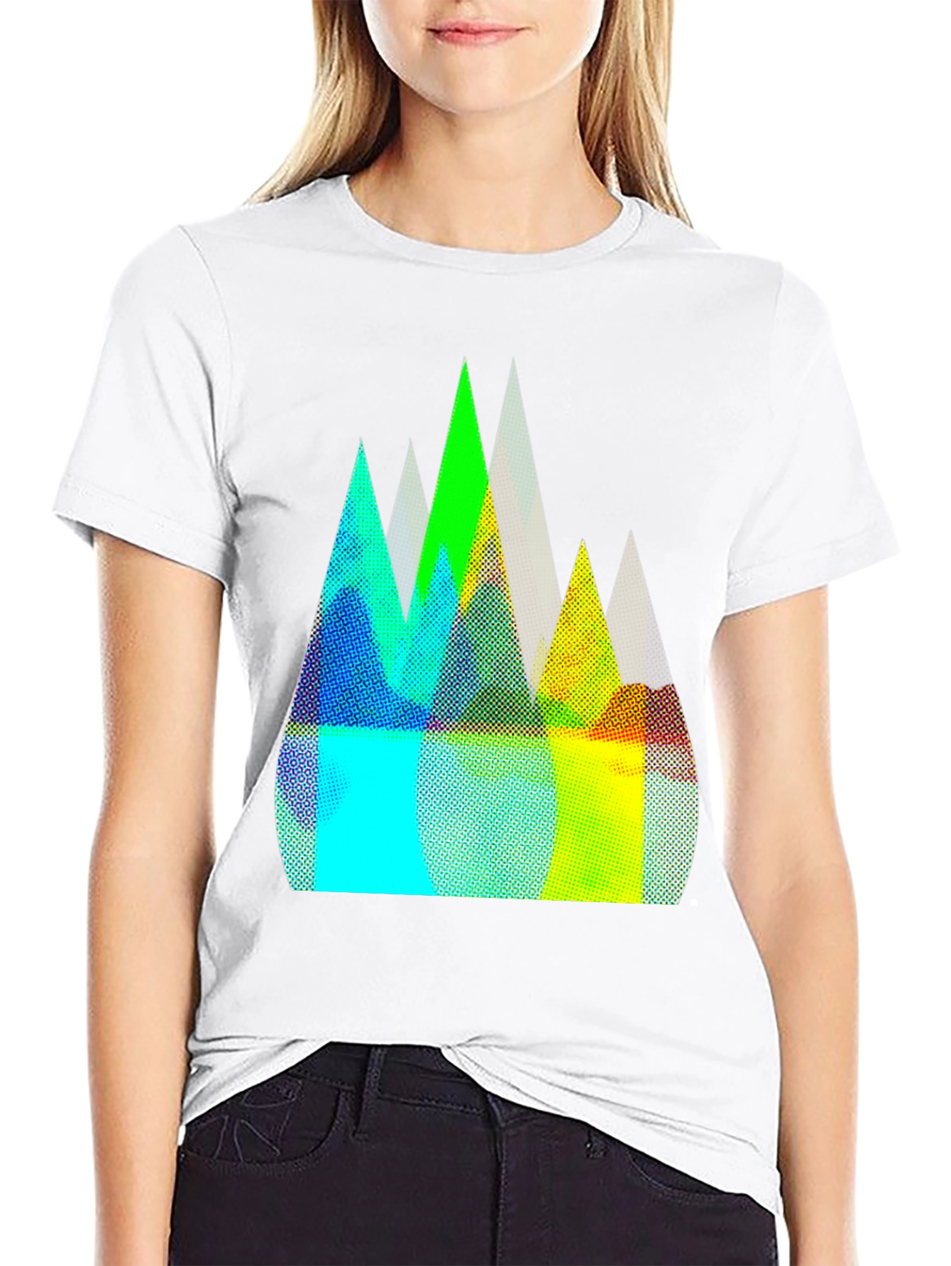 Abstract Mountain Peaks Graphic Tee - Black