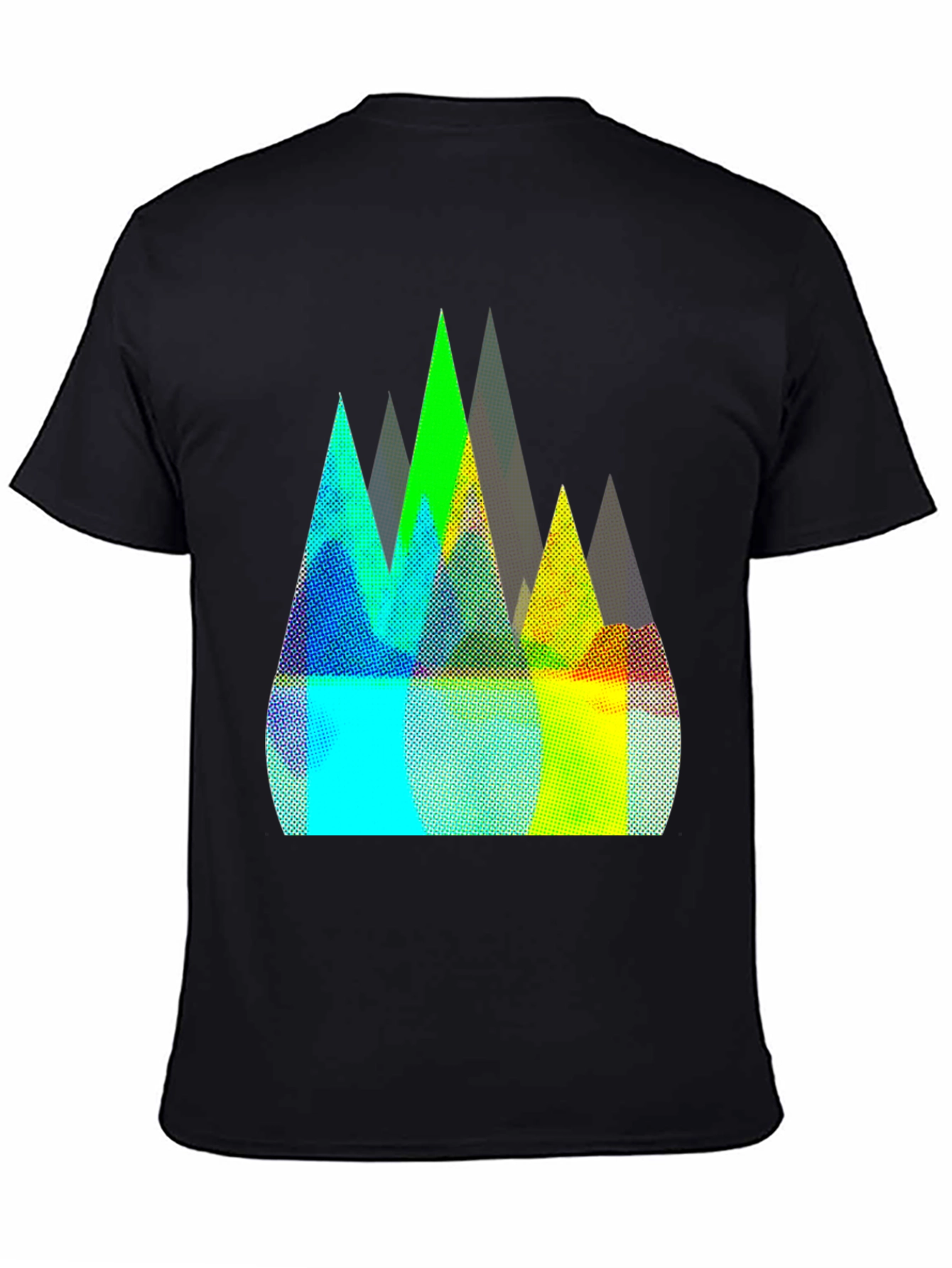 Abstract Mountain Peaks Graphic Tee - Black