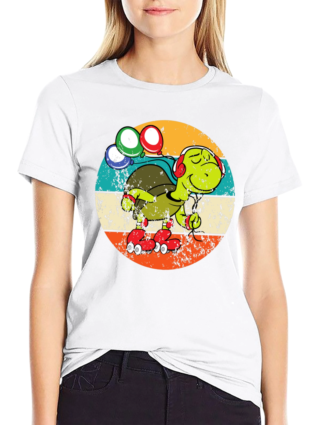 Turtle Retro Roller Skate T-Shirt