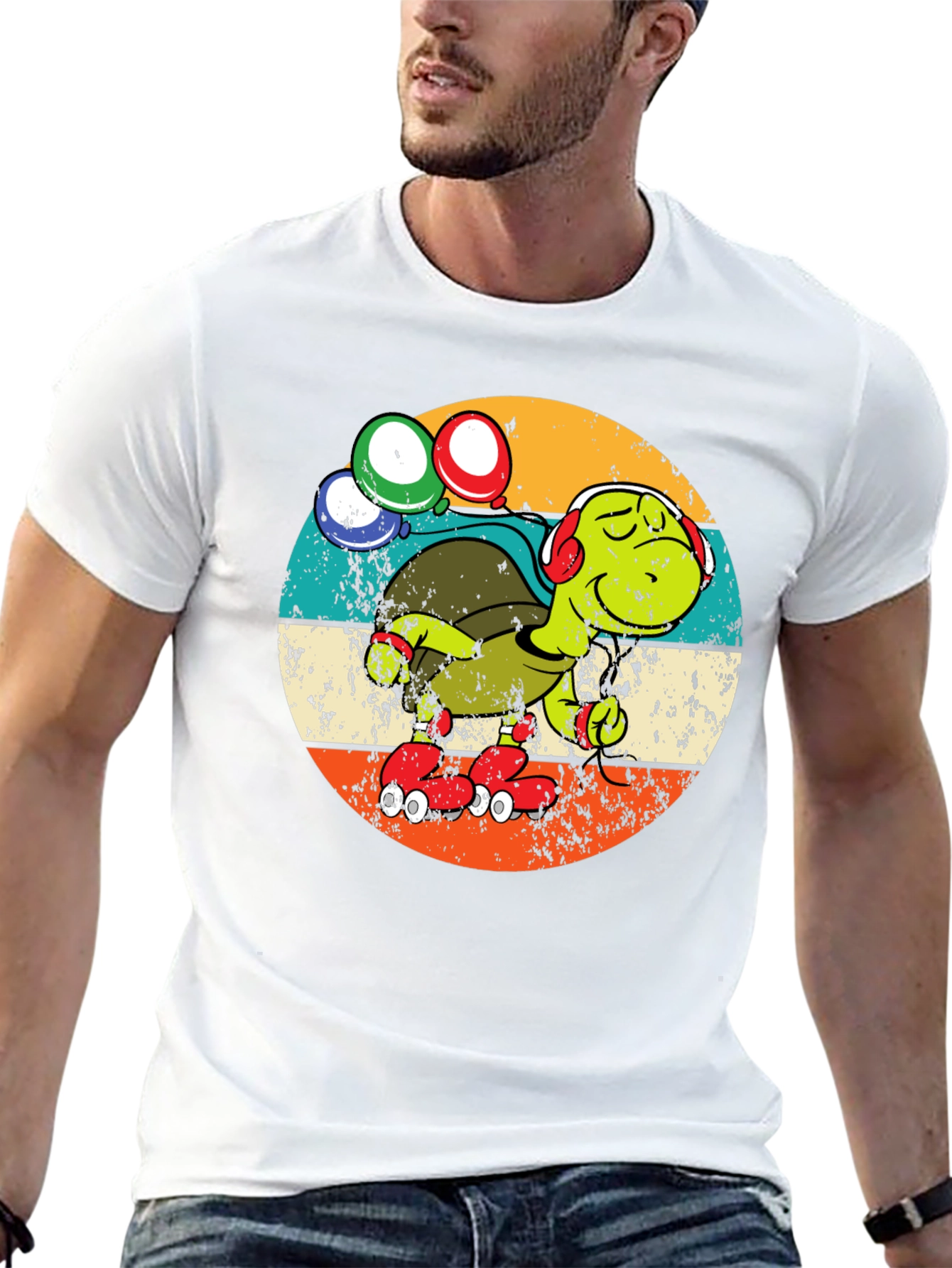 Turtle Retro Roller Skate T-Shirt