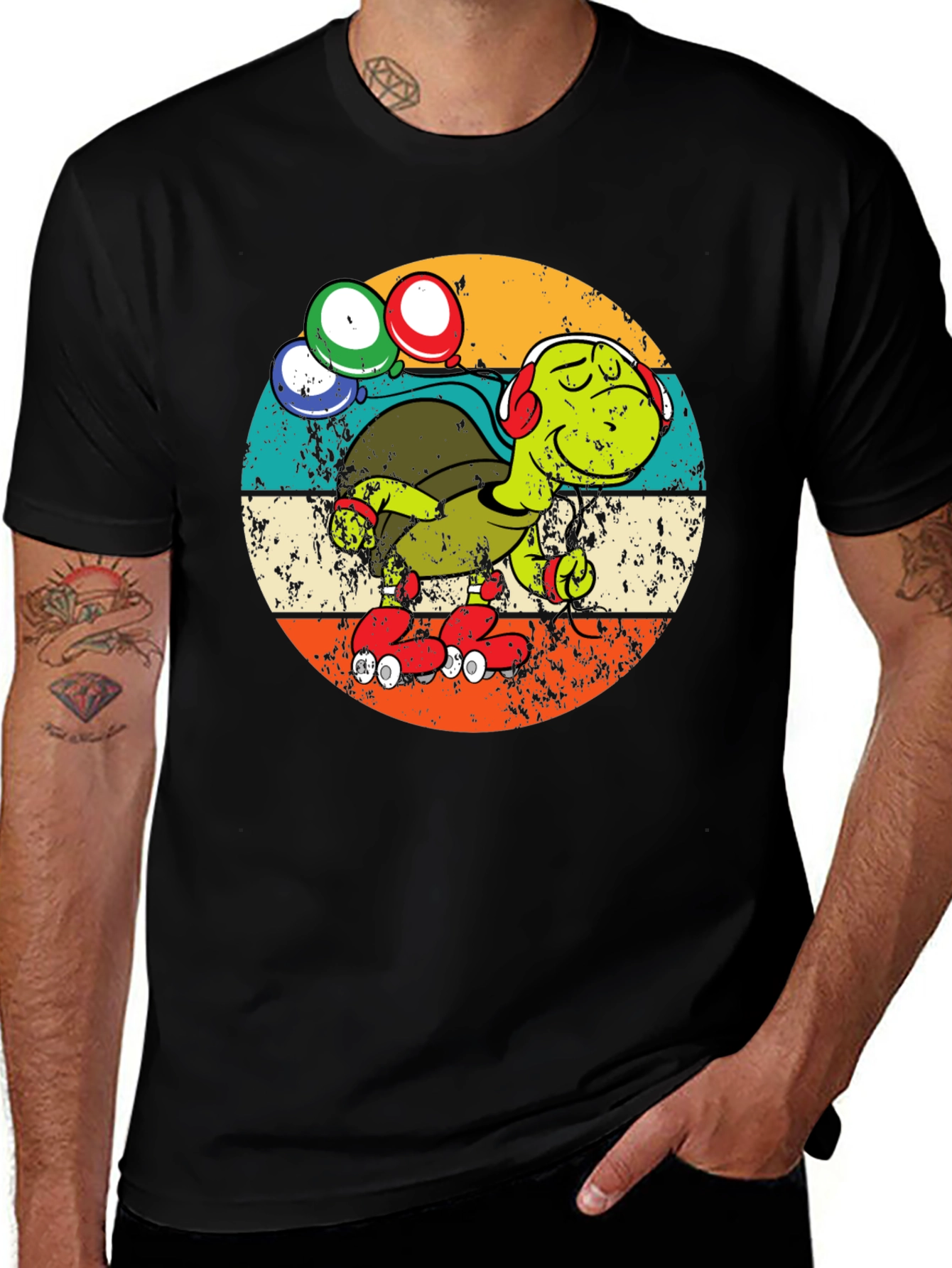 Turtle Retro Roller Skate T-Shirt