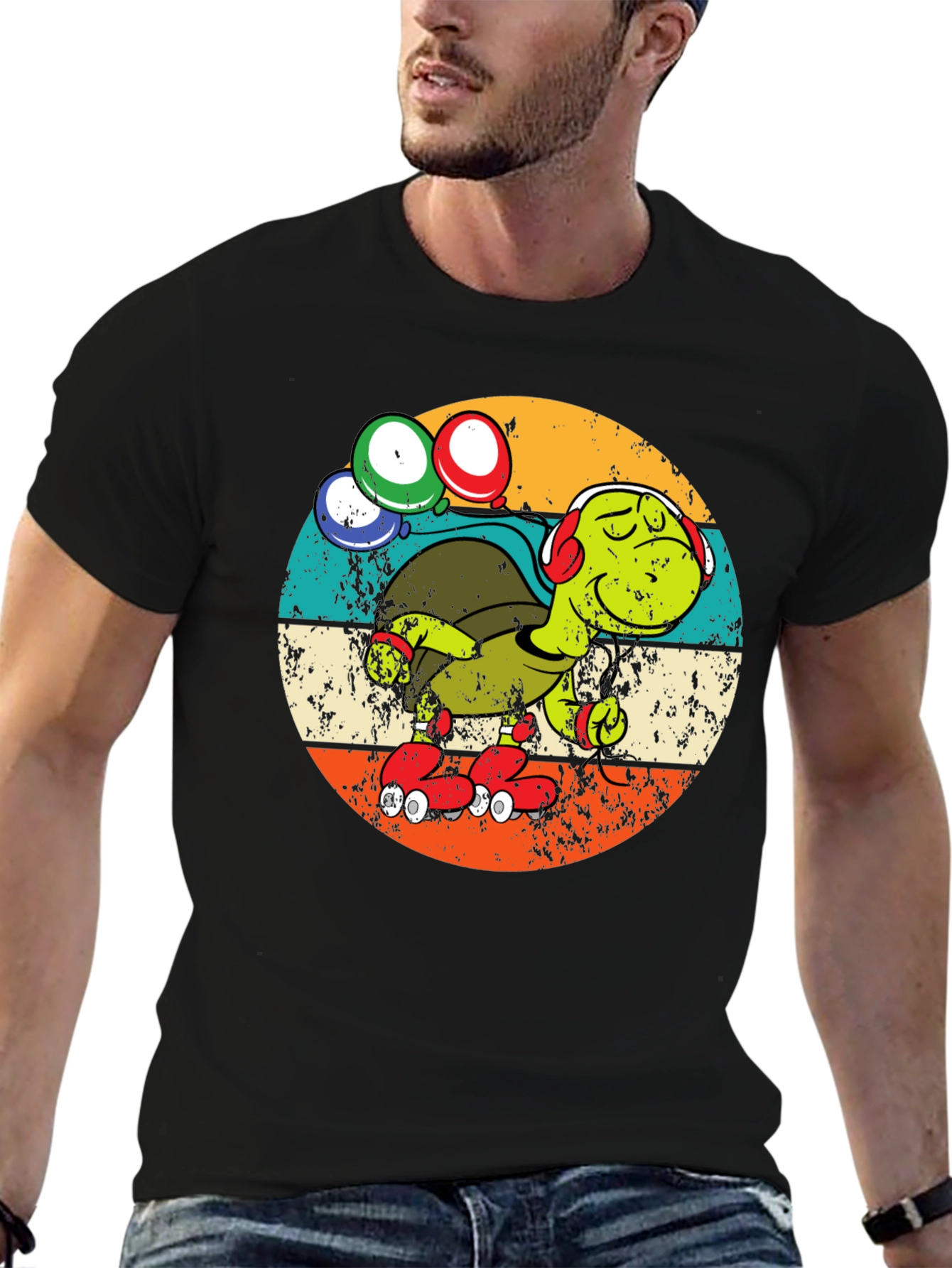 Turtle Retro Roller Skate T-Shirt