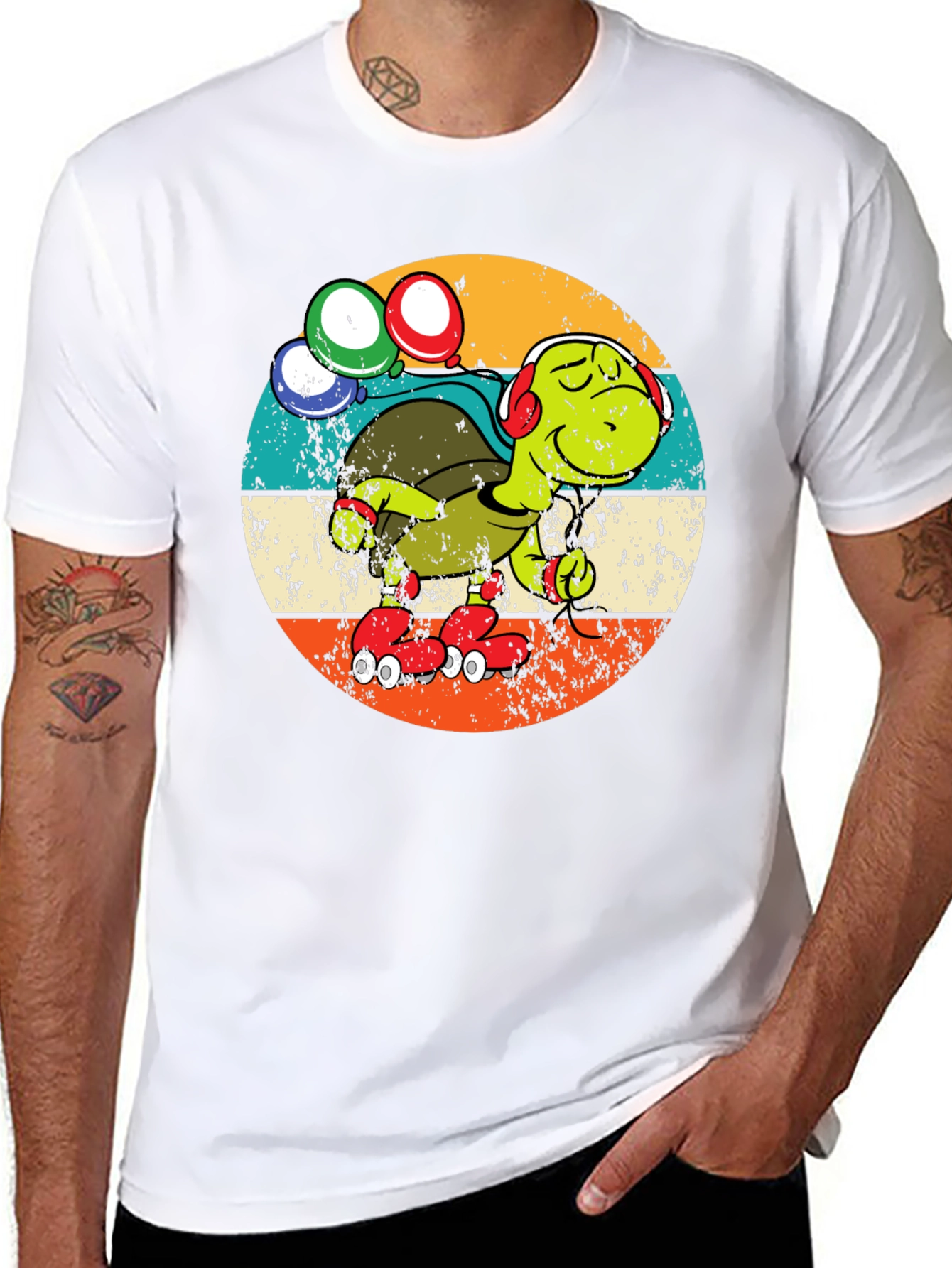 Turtle Retro Roller Skate T-Shirt