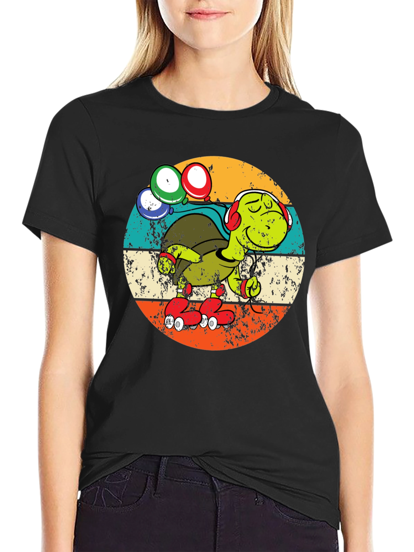 Turtle Retro Roller Skate T-Shirt