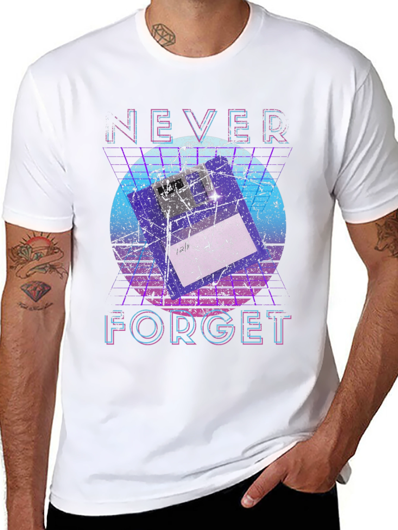 Retro Floppy Disk T-Shirt - Never Forget