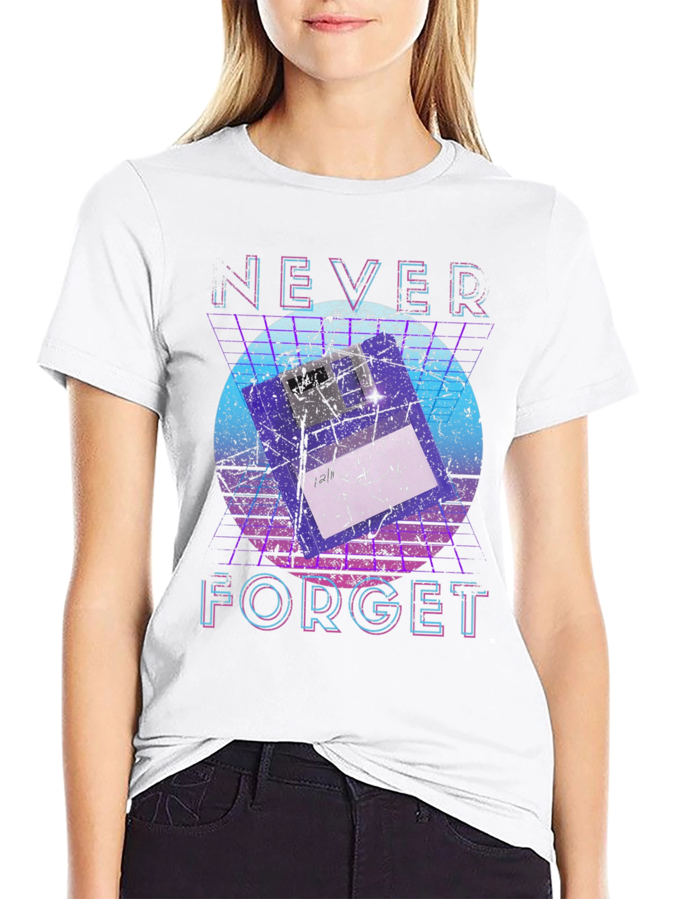 Retro Floppy Disk T-Shirt - Never Forget