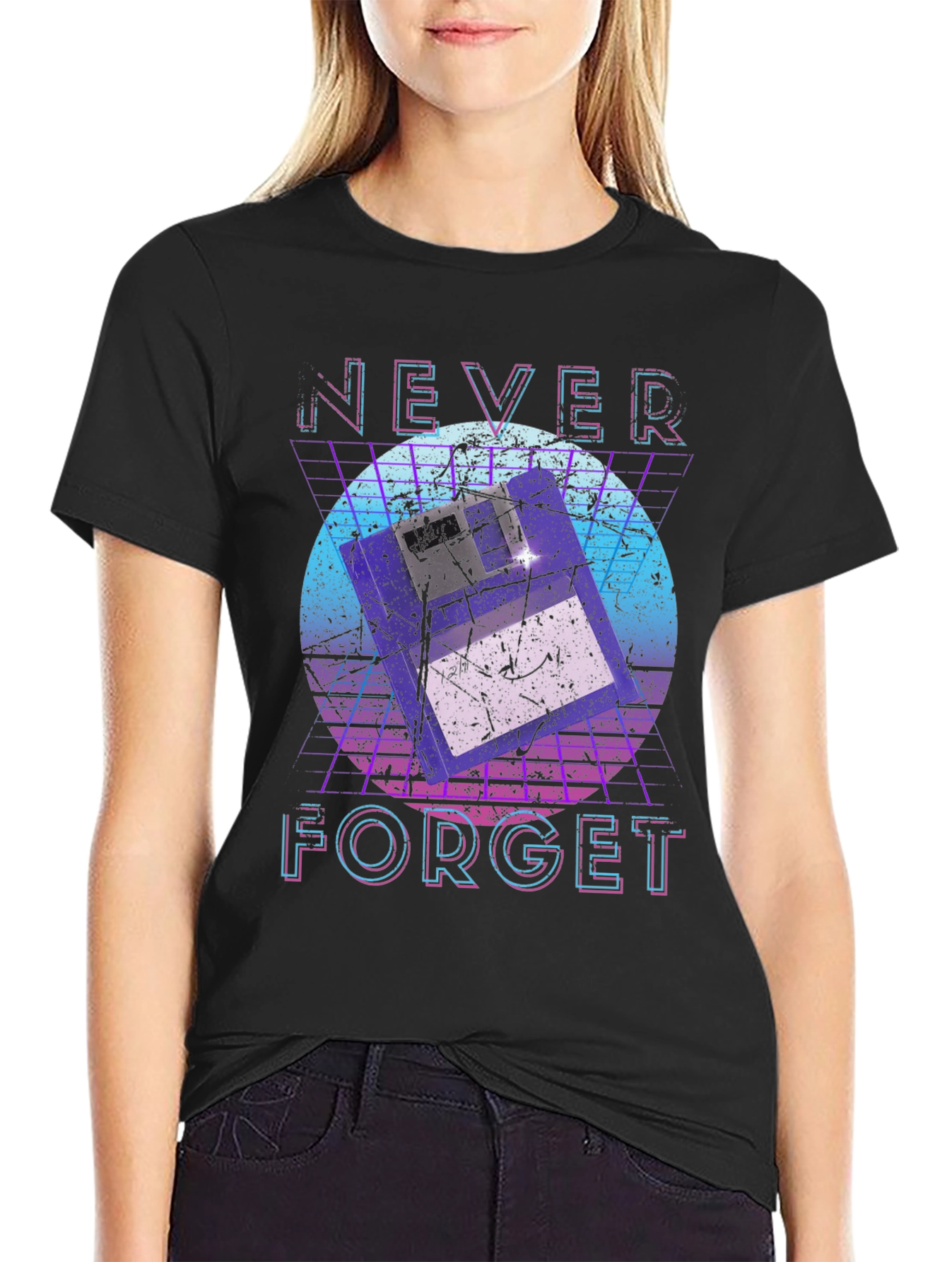 Retro Floppy Disk T-Shirt - Never Forget