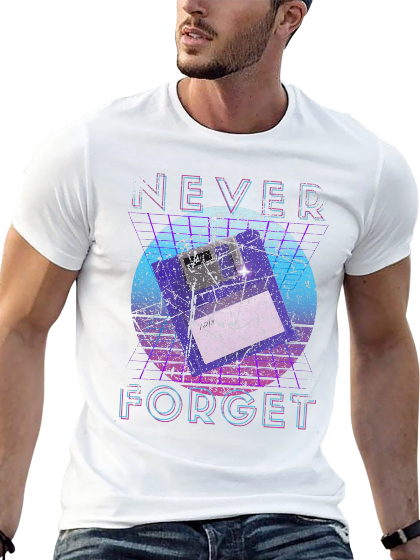 Retro Floppy Disk T-Shirt - Never Forget