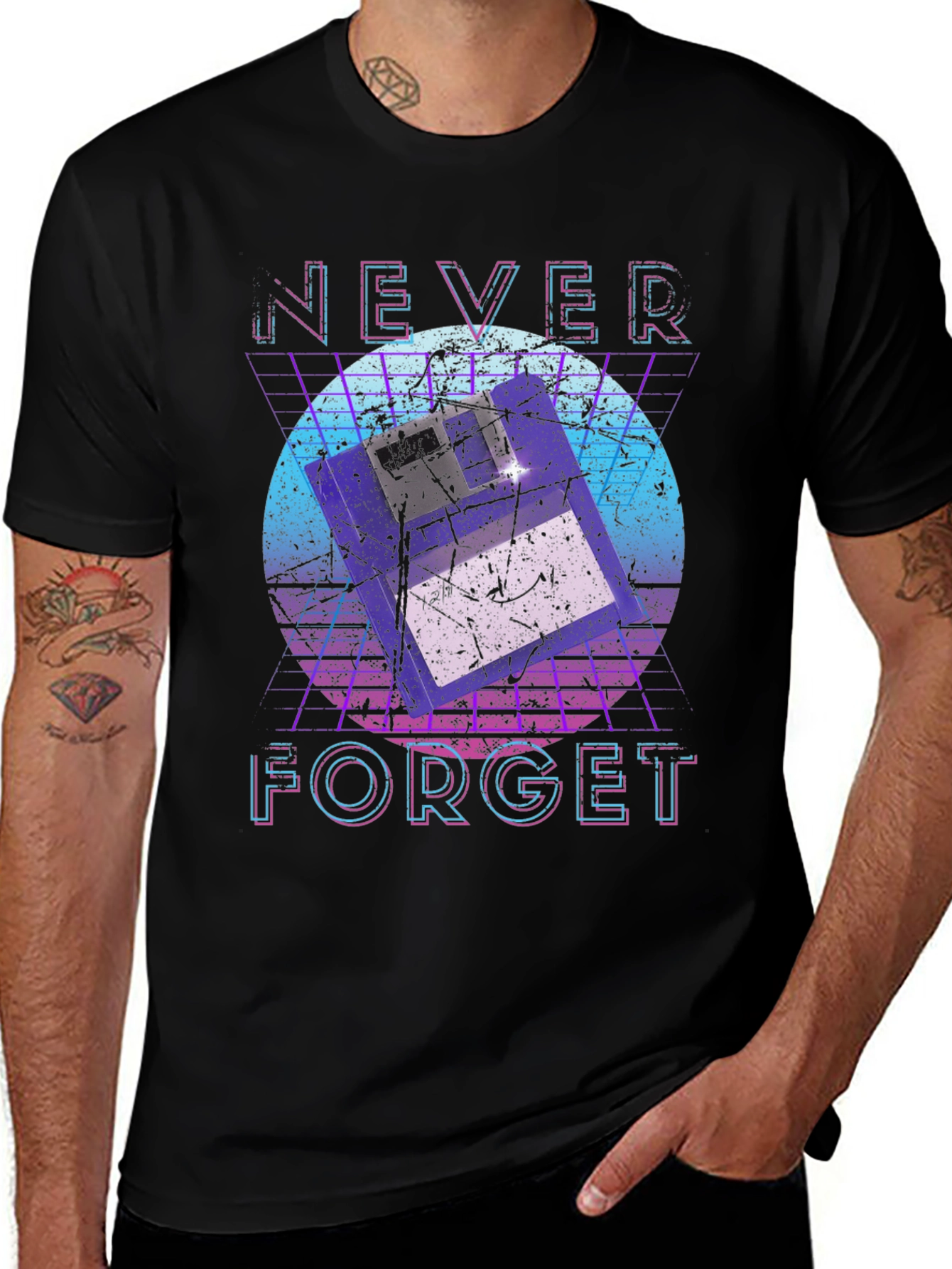 Retro Floppy Disk T-Shirt - Never Forget