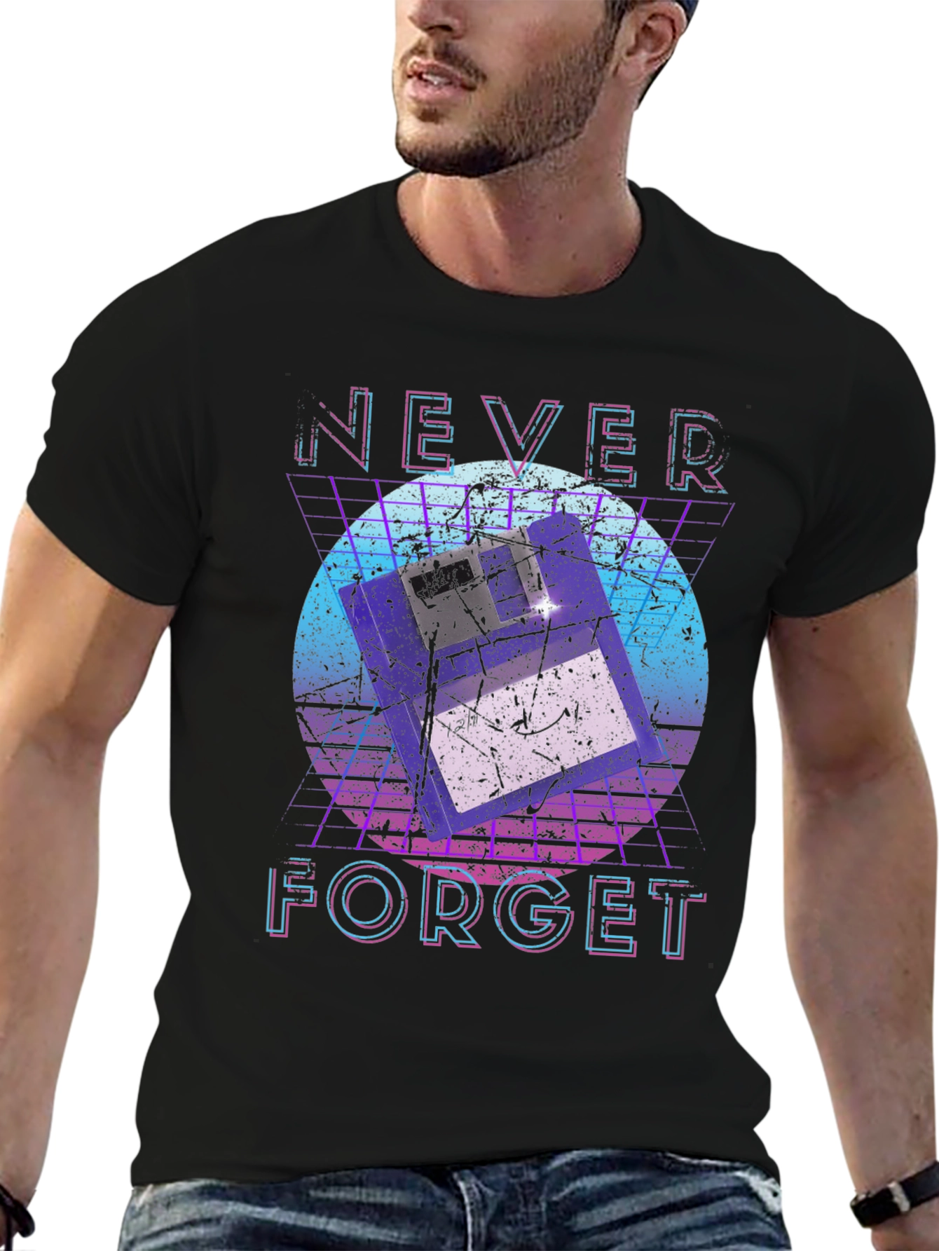 Retro Floppy Disk T-Shirt - Never Forget