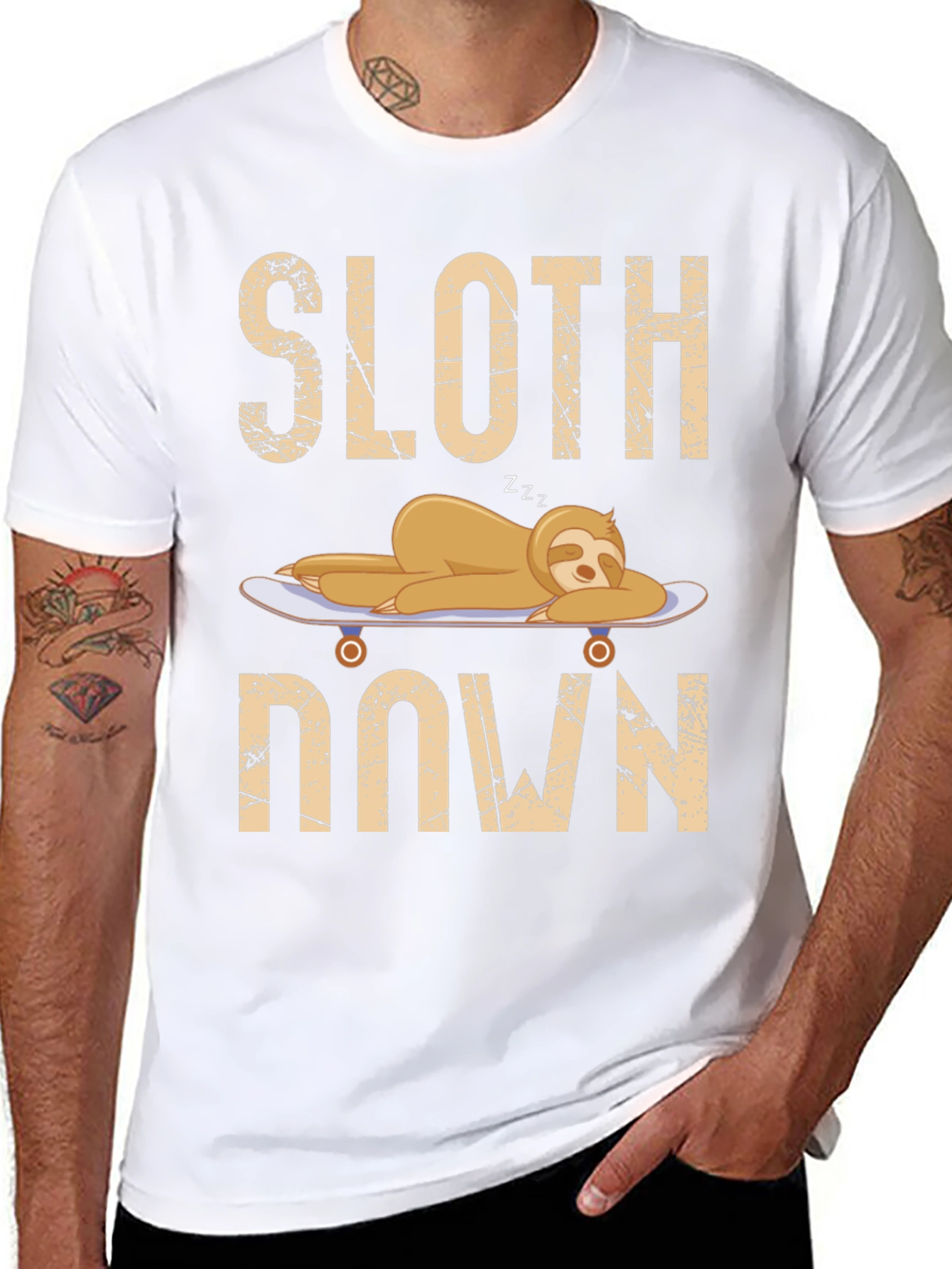 Sloth Down Skateboard Graphic Tee