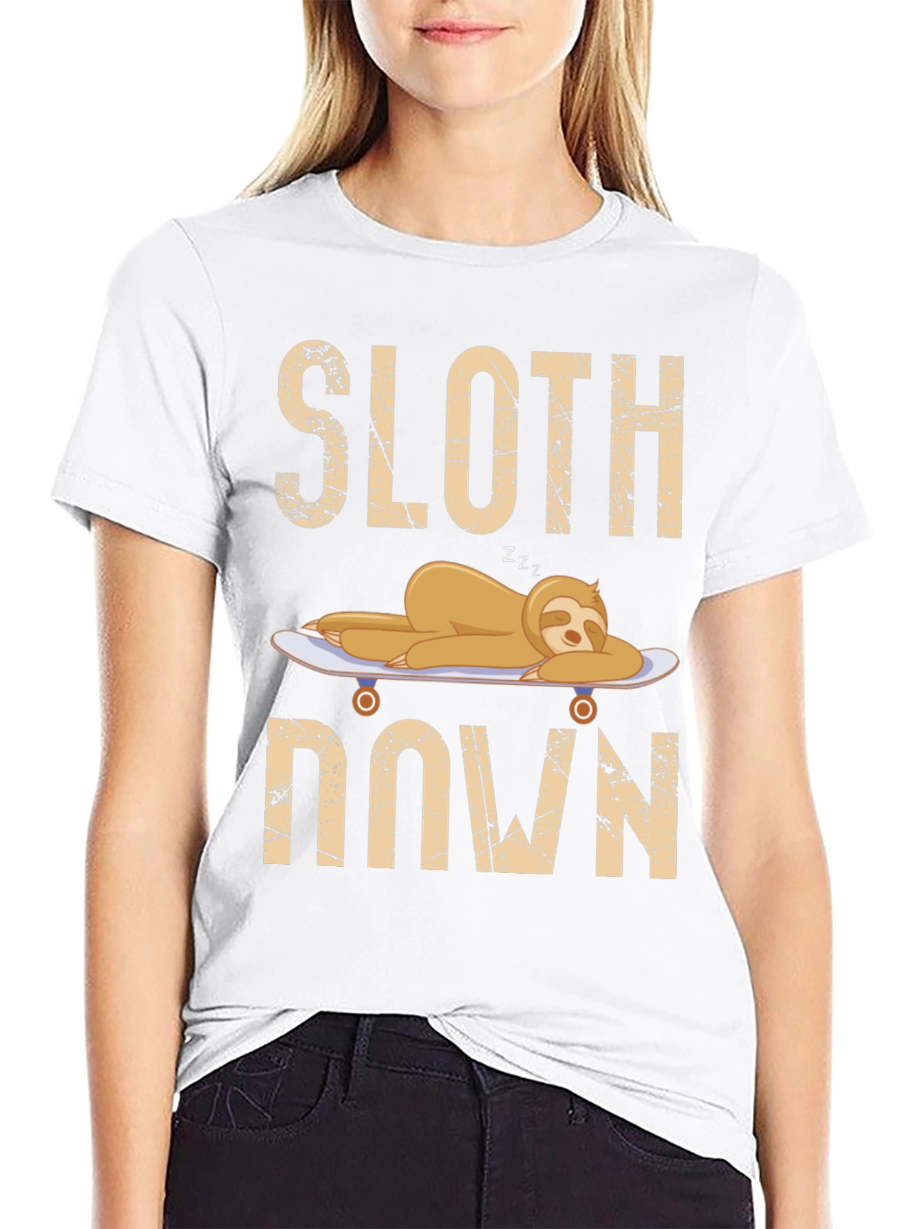 Sloth Down Skateboard Graphic Tee