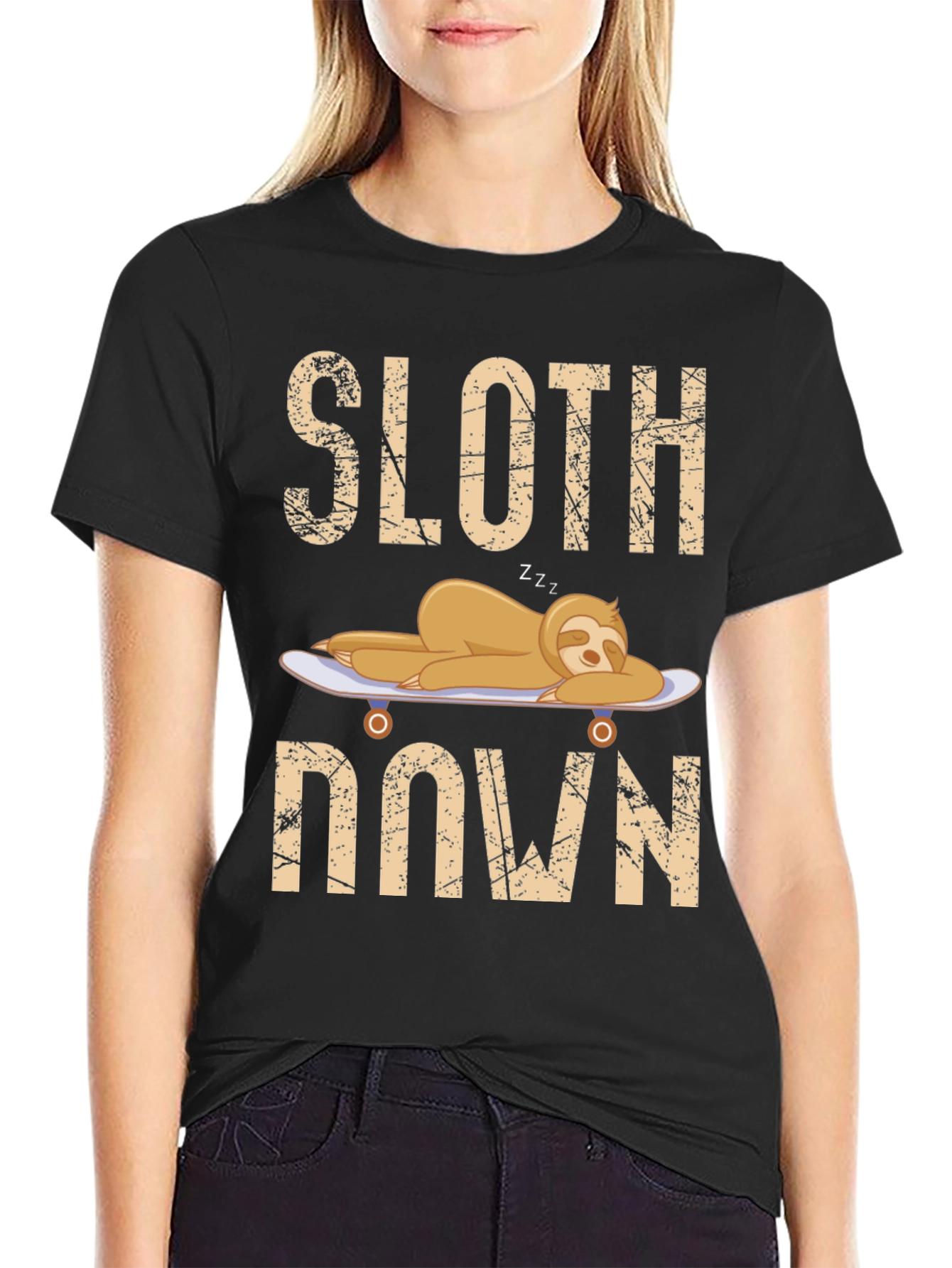 Sloth Down Skateboard Graphic Tee