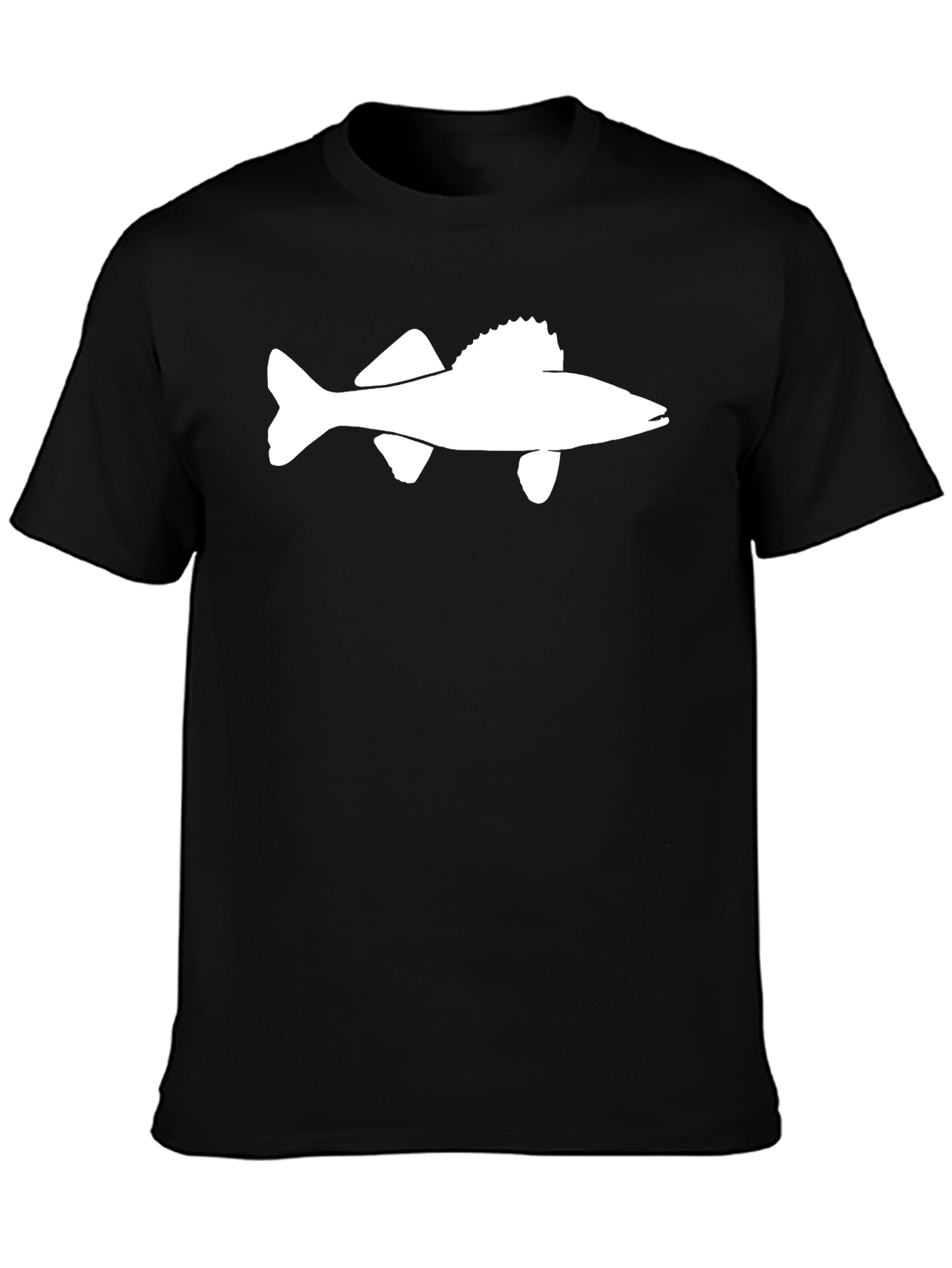 Fish Graphic T-Shirt - Black Crew Neck Tee