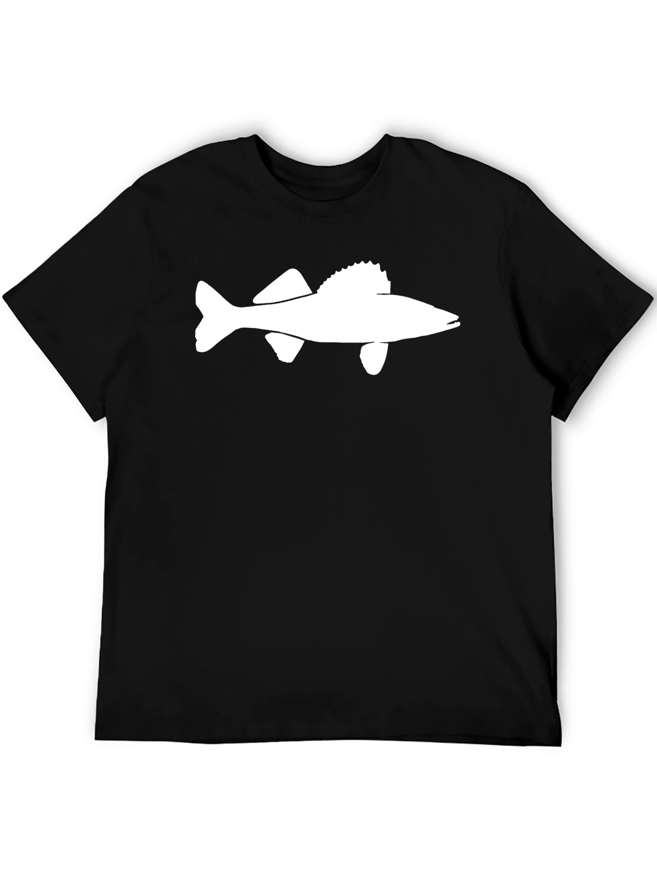 Fish Graphic T-Shirt - Black Crew Neck Tee