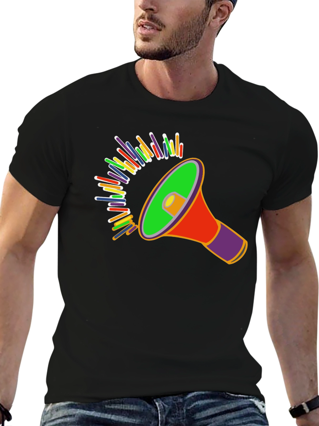 Colorful Megaphone Graphic T-Shirt