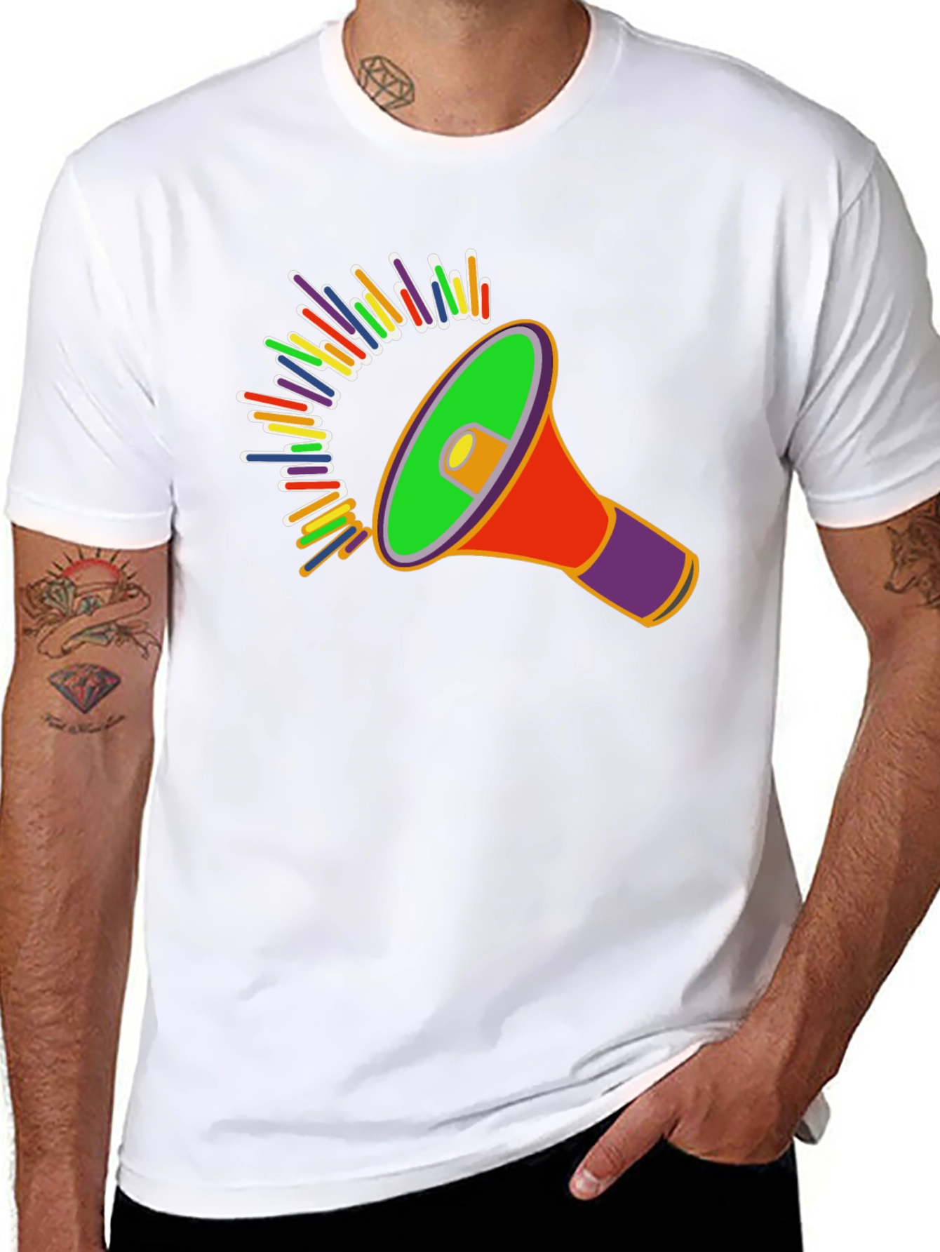 Colorful Megaphone Graphic T-Shirt