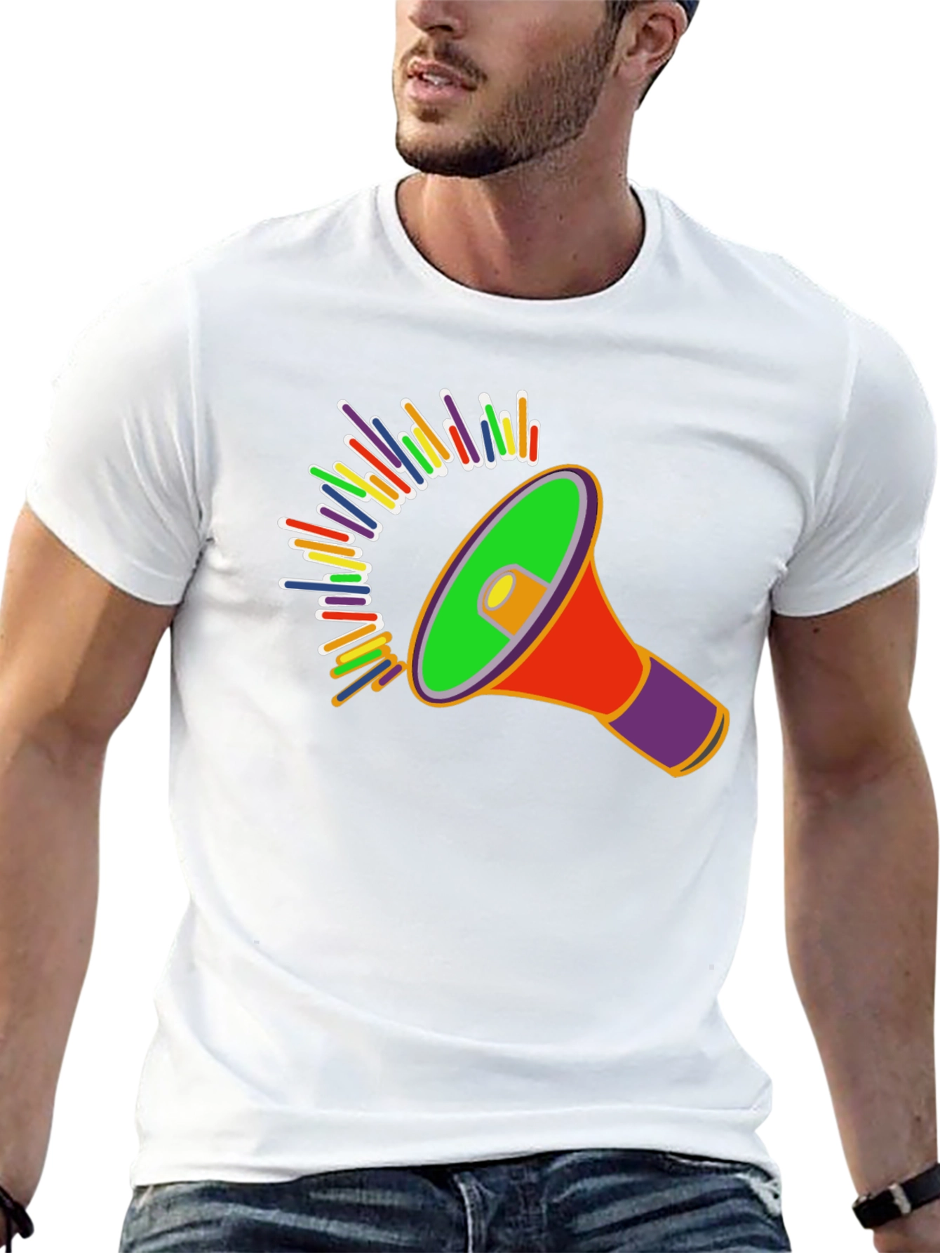 Colorful Megaphone Graphic T-Shirt