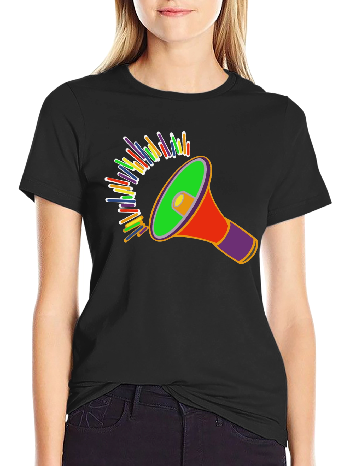 Colorful Megaphone Graphic T-Shirt
