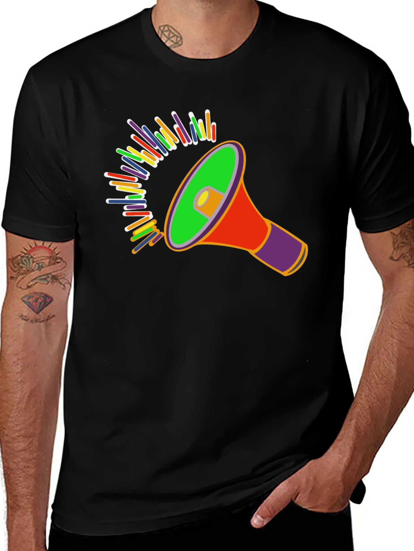 Colorful Megaphone Graphic T-Shirt