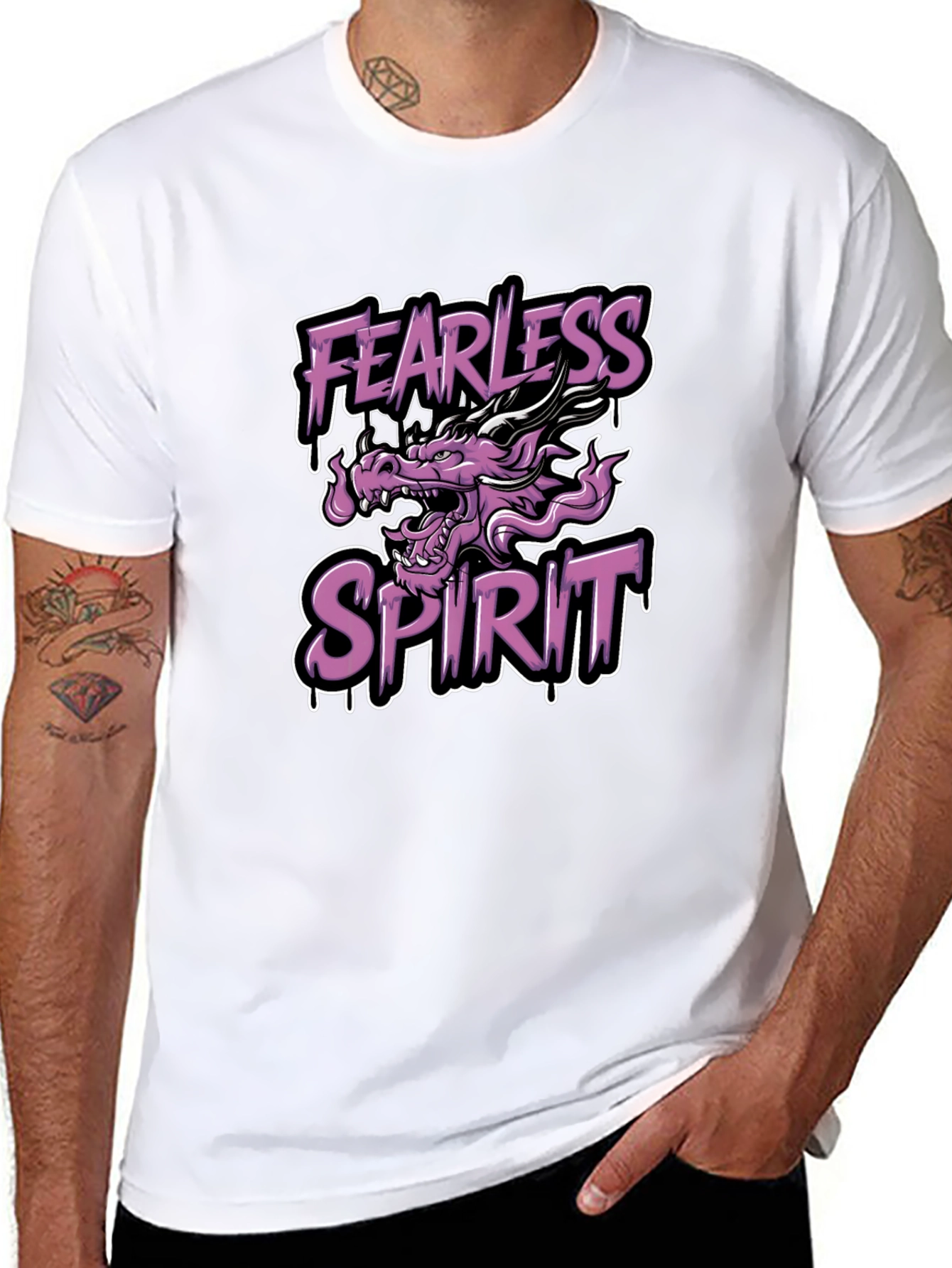 Fearless Spirit Dragon Graphic Tee - Black