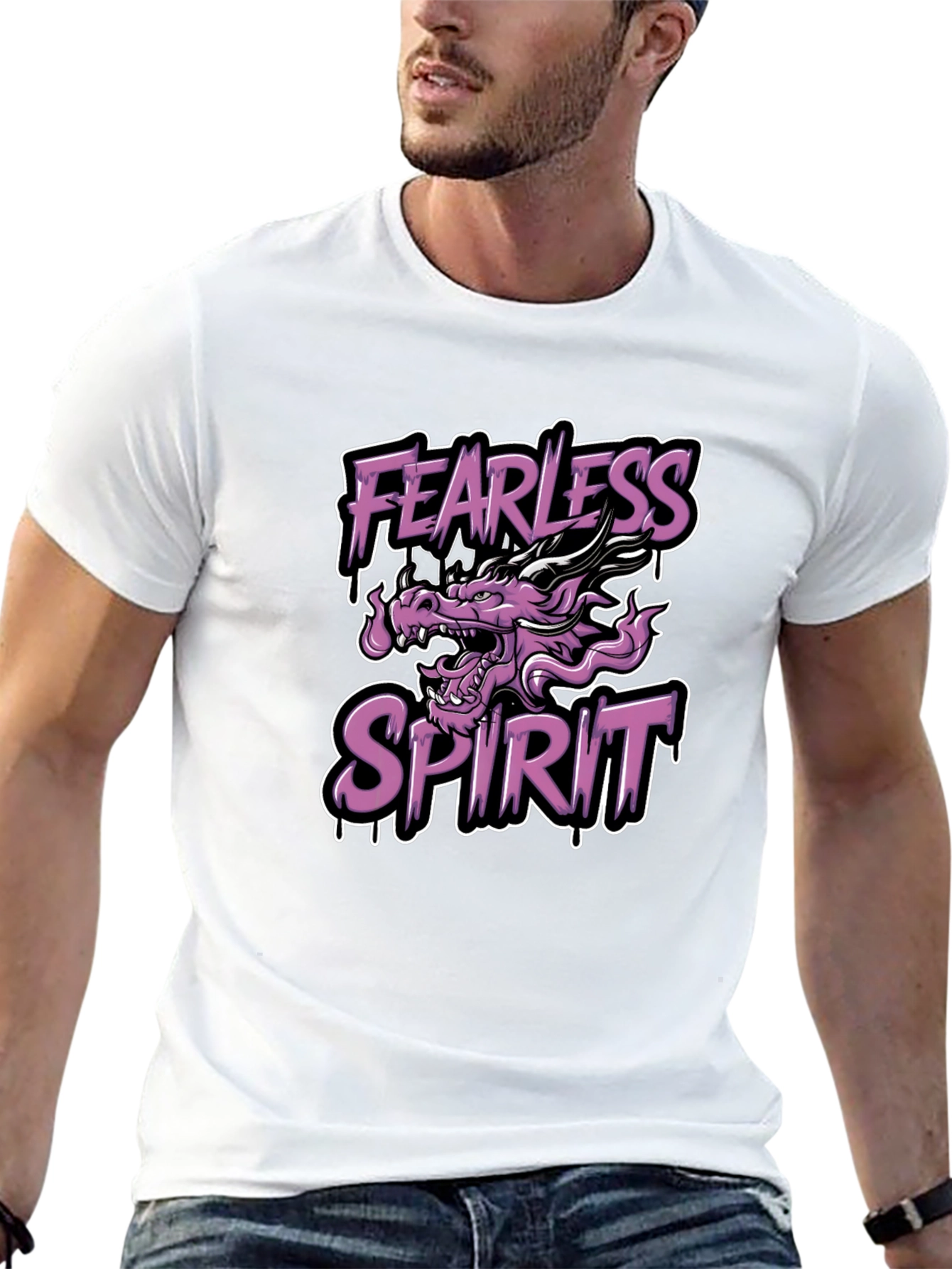 Fearless Spirit Dragon Graphic Tee - Black