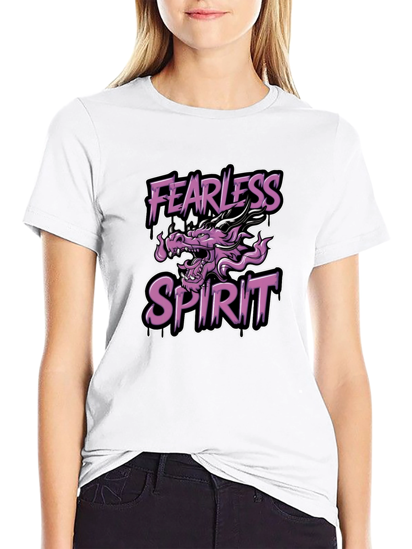 Fearless Spirit Dragon Graphic Tee - Black