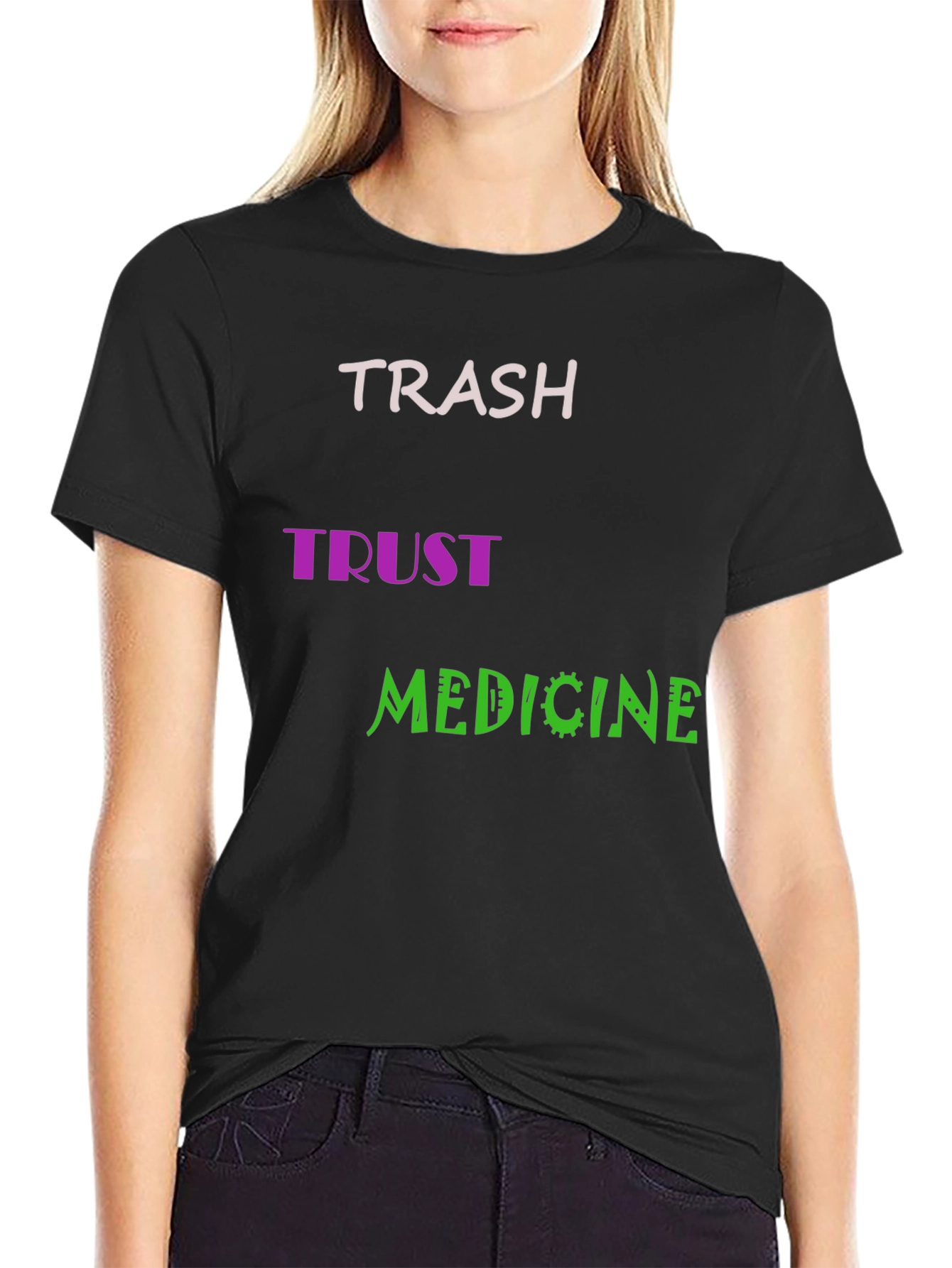 Trash Trust Medicine Mens Black Graphic Tee