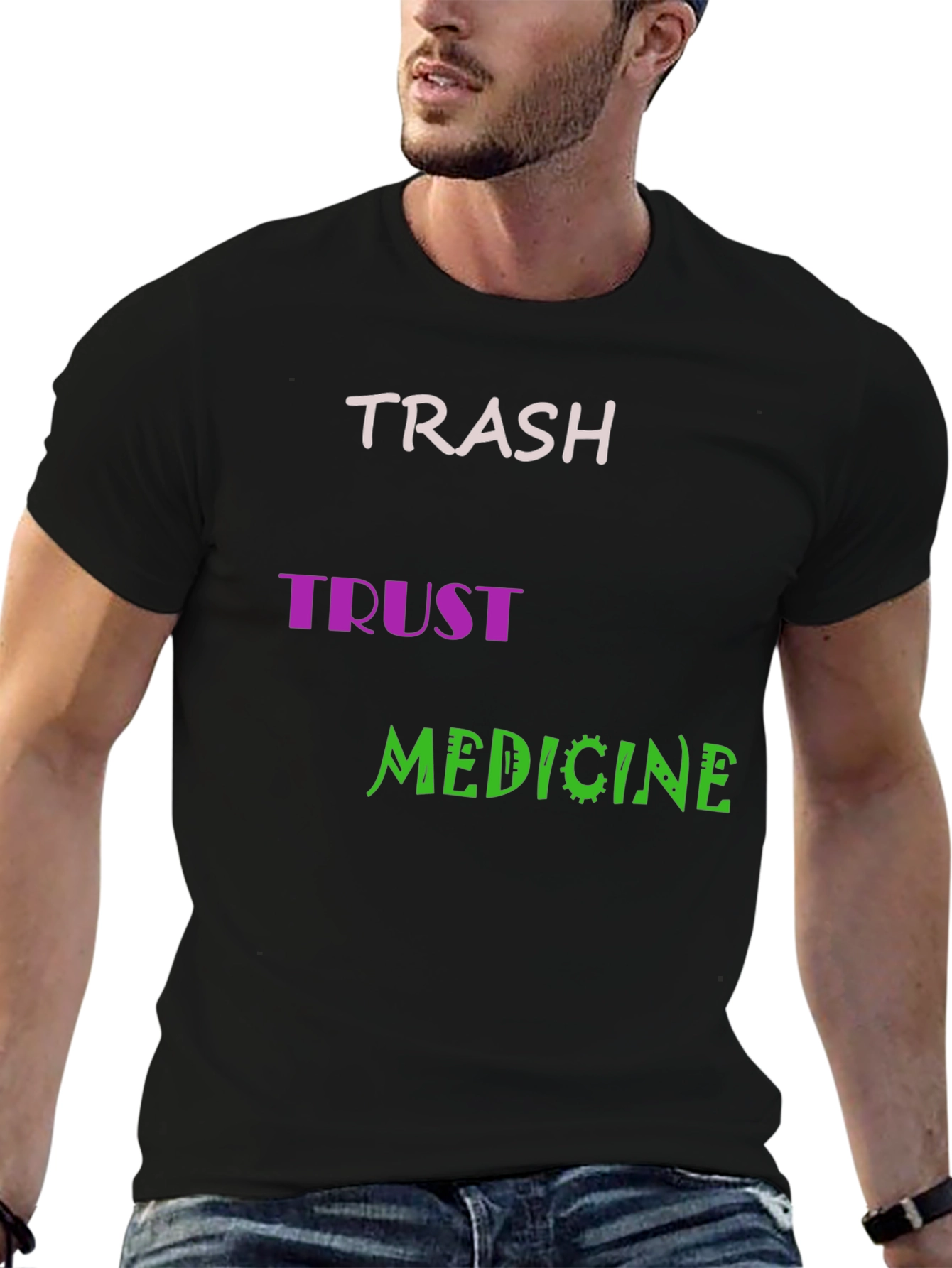 Trash Trust Medicine Mens Black Graphic Tee