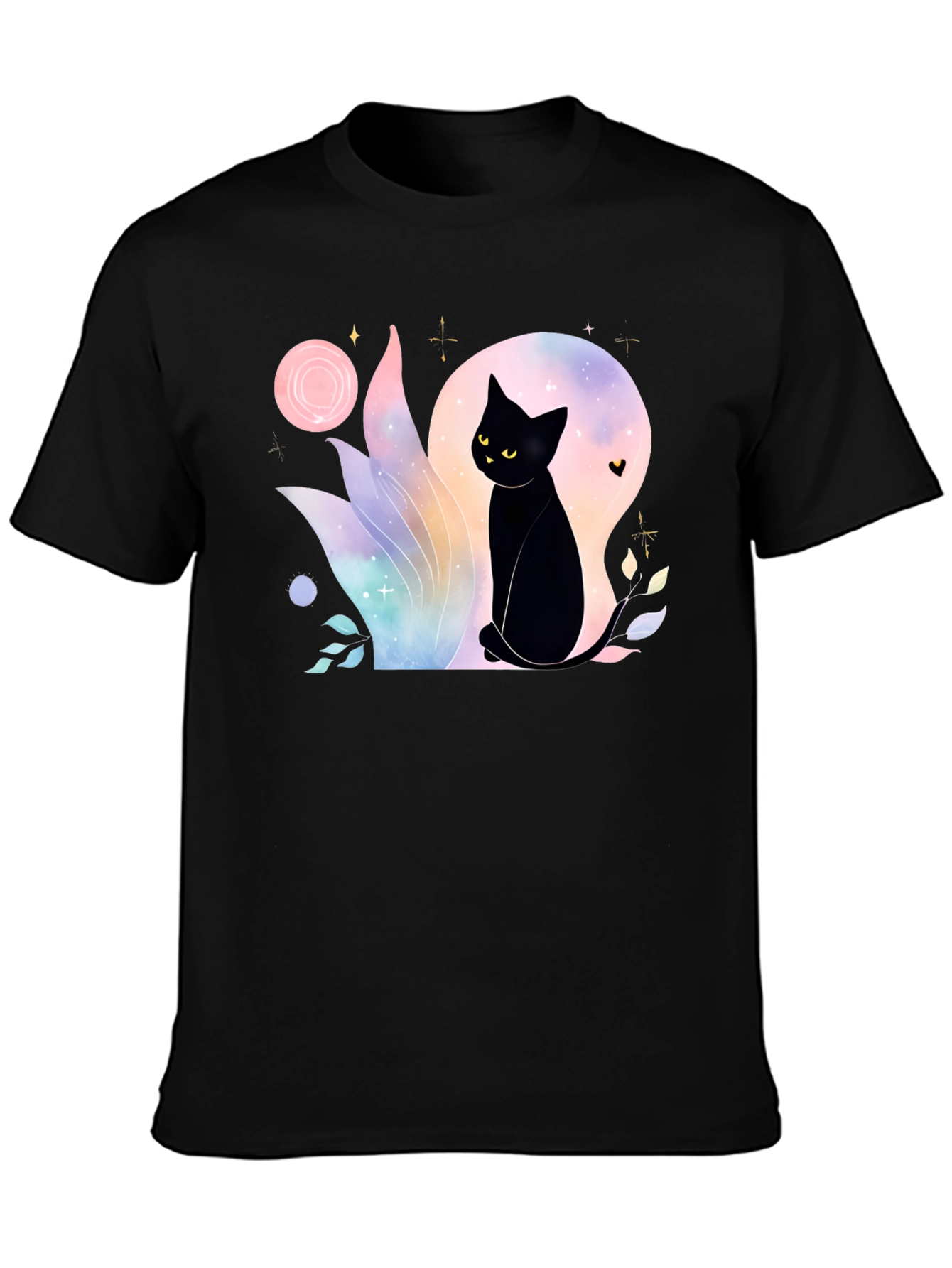 Mystical Black Cat Graphic T-Shirt