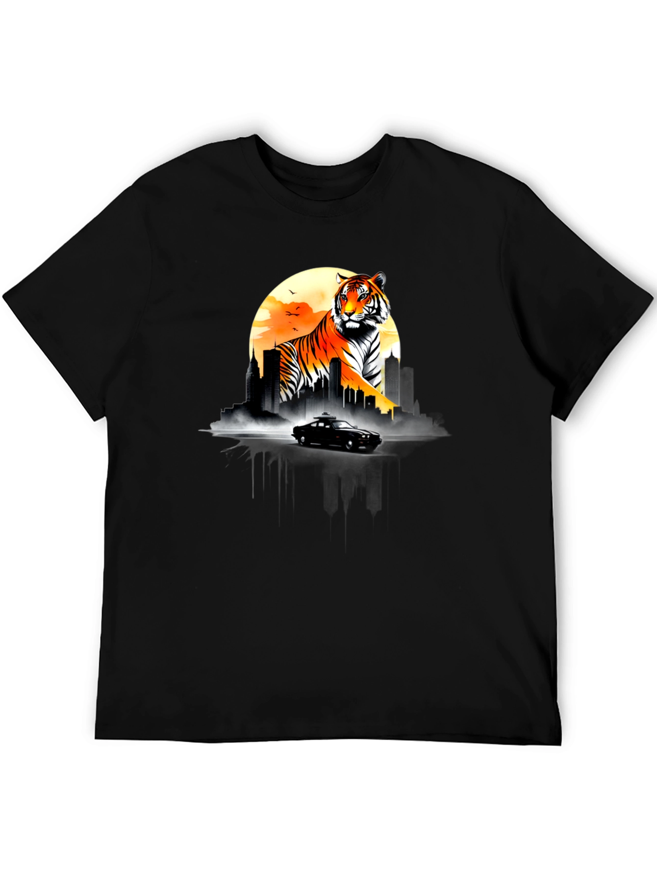 Tiger Cityscape Graphic Tee - Black