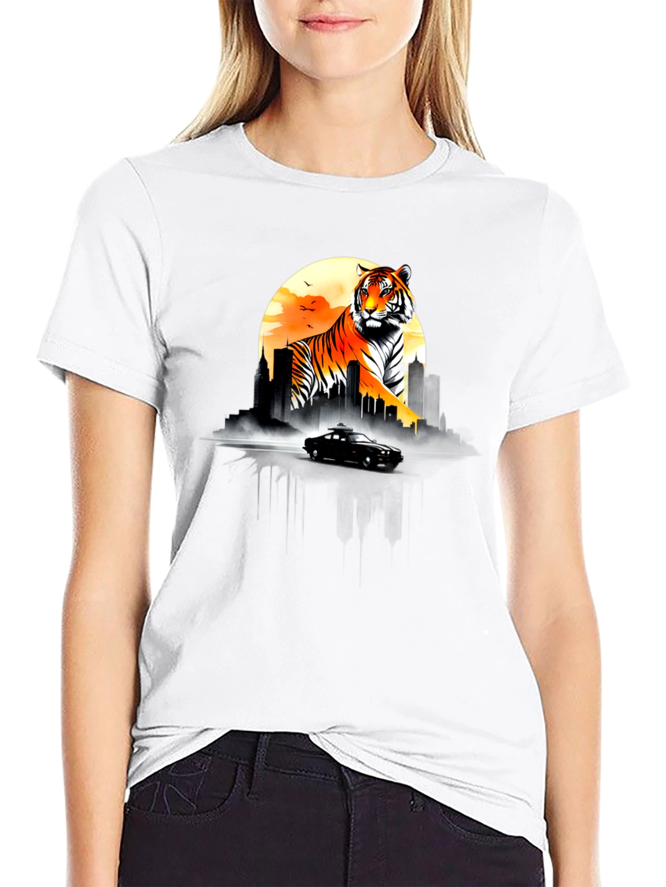 Tiger Cityscape Graphic Tee - Black
