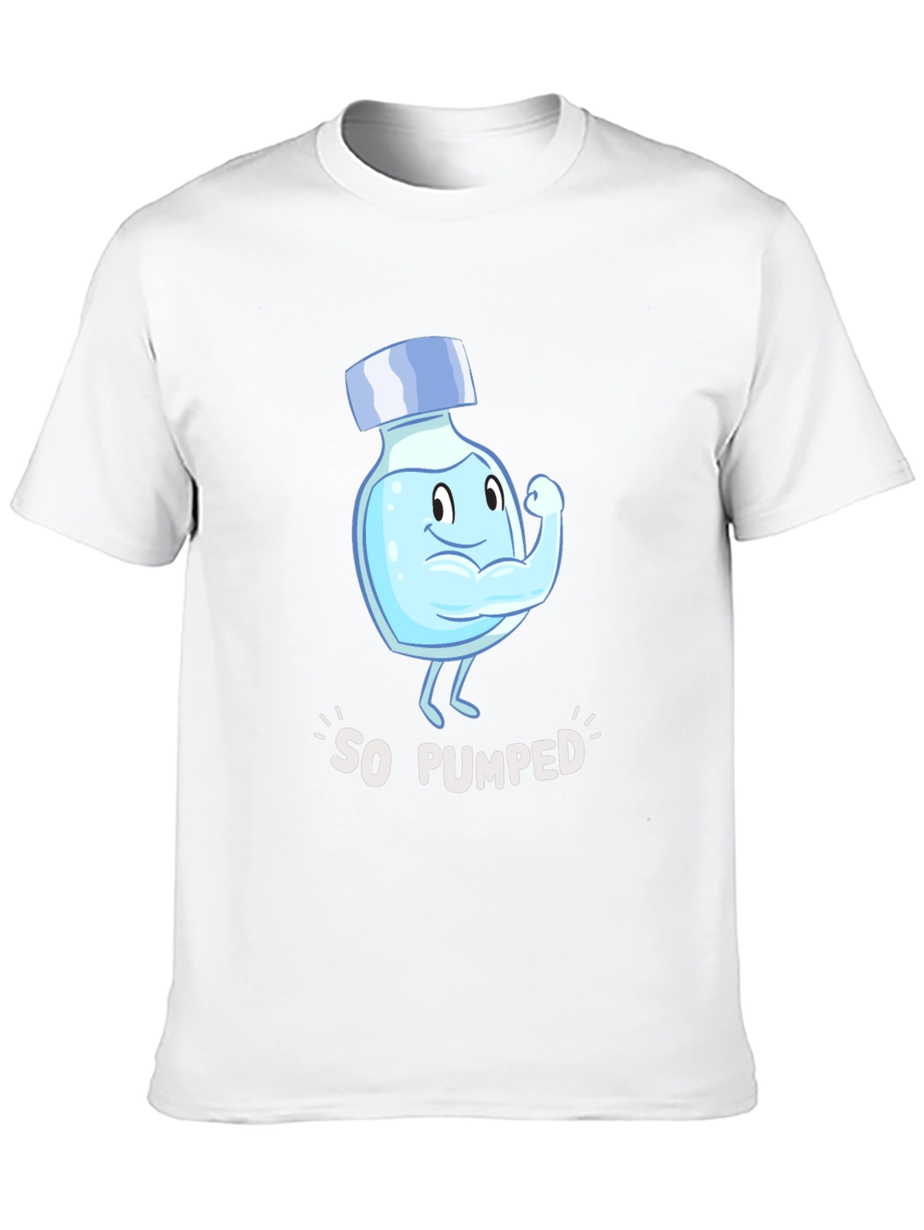 So Pumped Water Bottle Cartoon Graphic Black T-Shirt