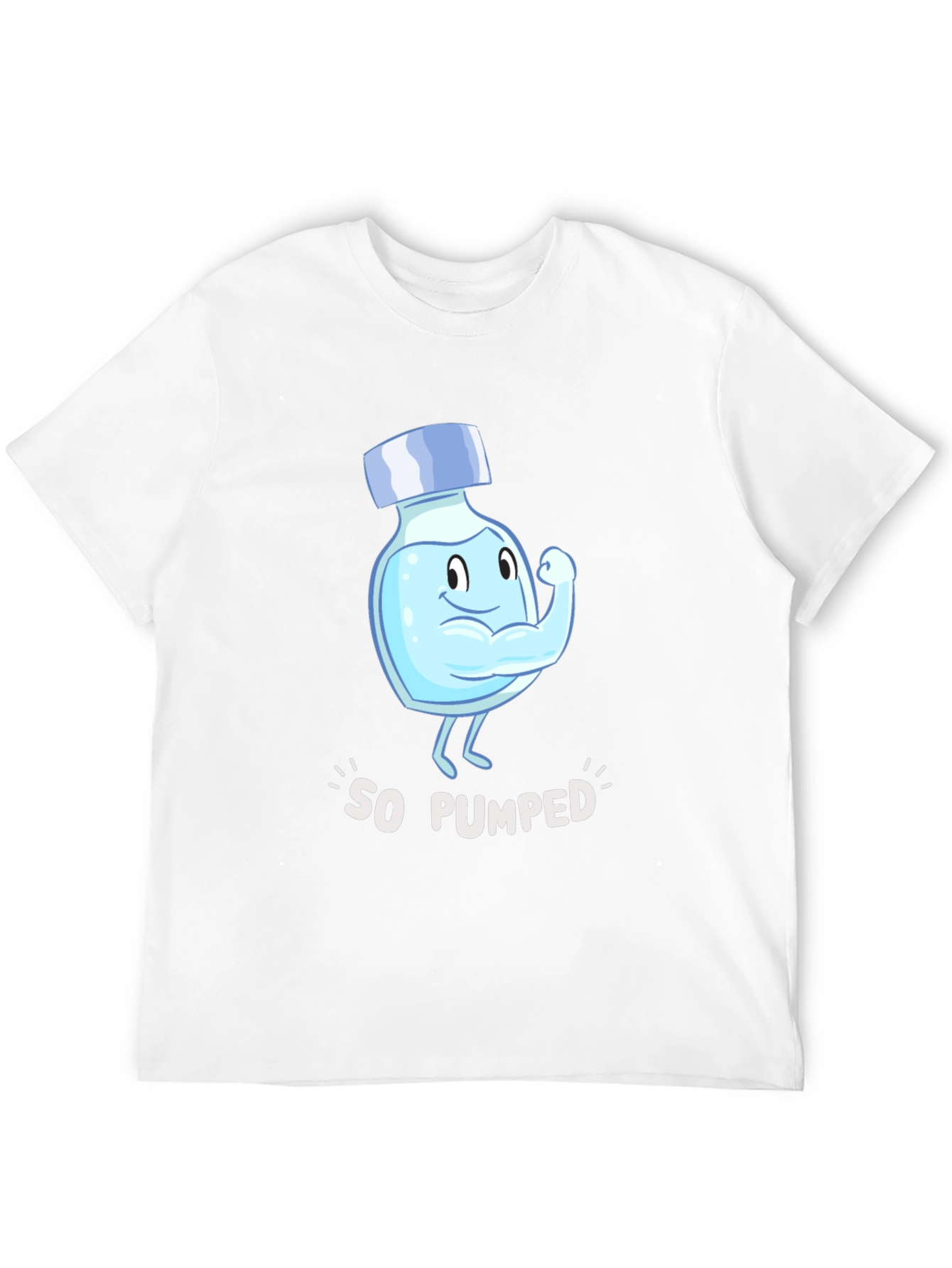 So Pumped Water Bottle Cartoon Graphic Black T-Shirt