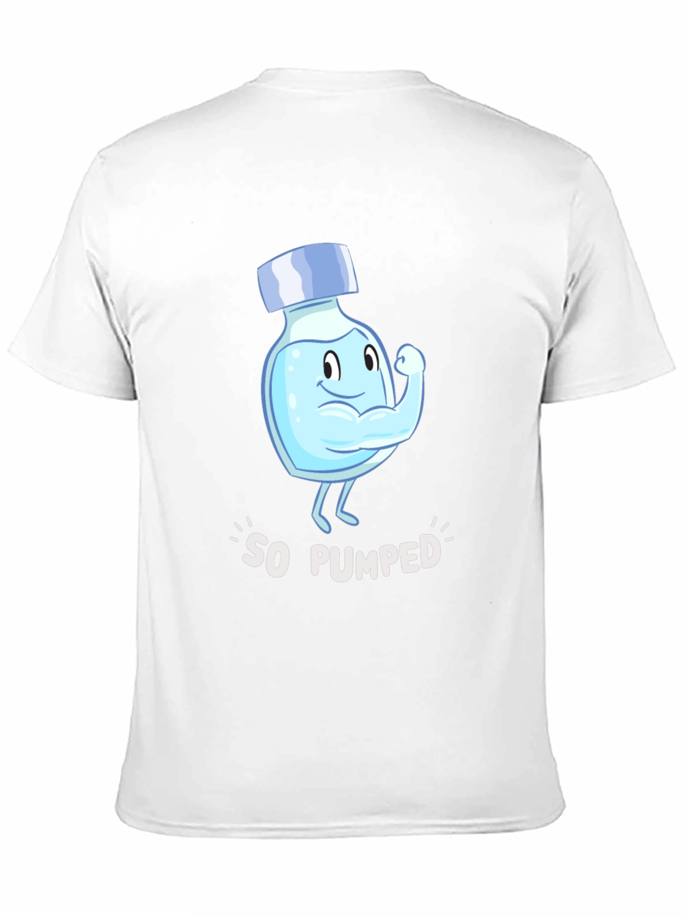 So Pumped Water Bottle Cartoon Graphic Black T-Shirt